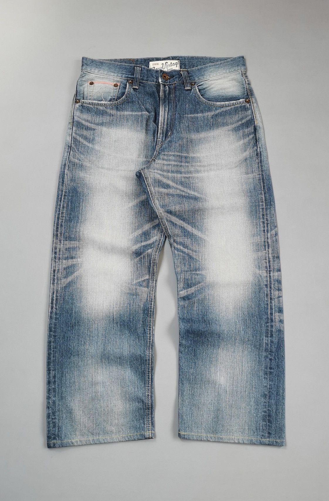 Edwin × Salvage × Vintage Edwin New Vintage Orange Selvedge Jeans (LG31) Size US 35 - 2 Thumbnail