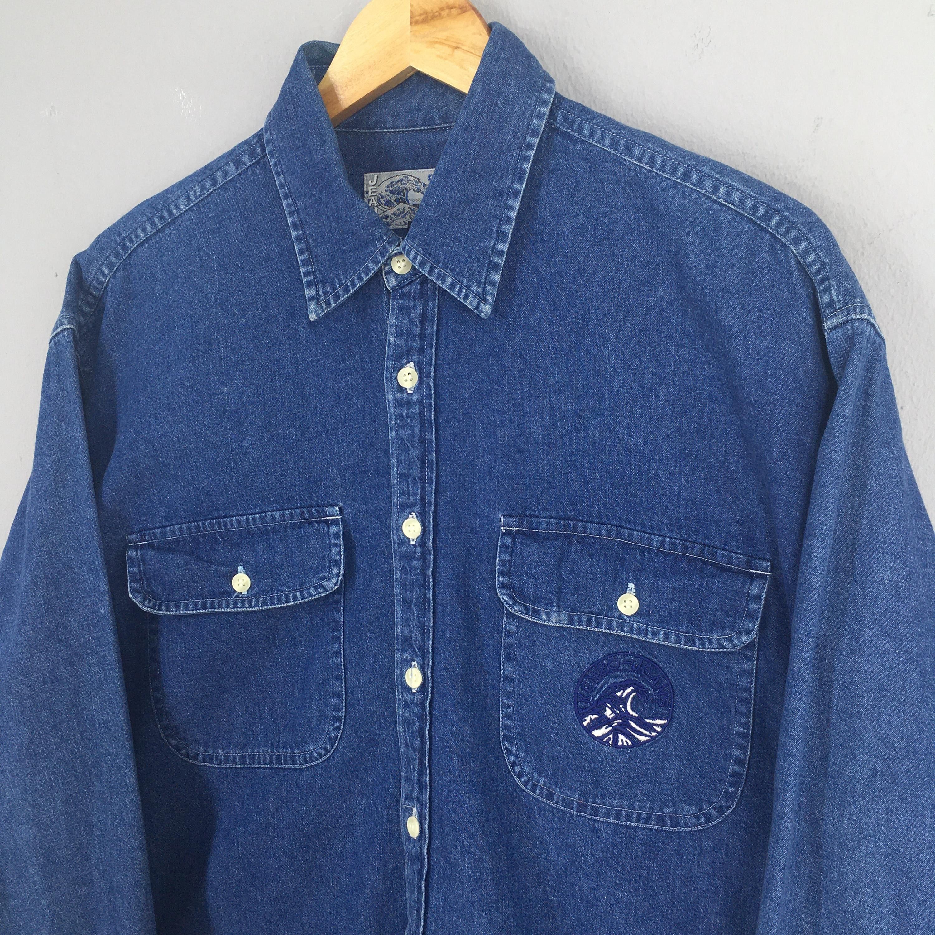 Kenzo × Vintage Vintage Kenzo Jeans Blue Chambray Button Up Shirt Medium Size US M / EU 48-50 / 2 - 3 Thumbnail