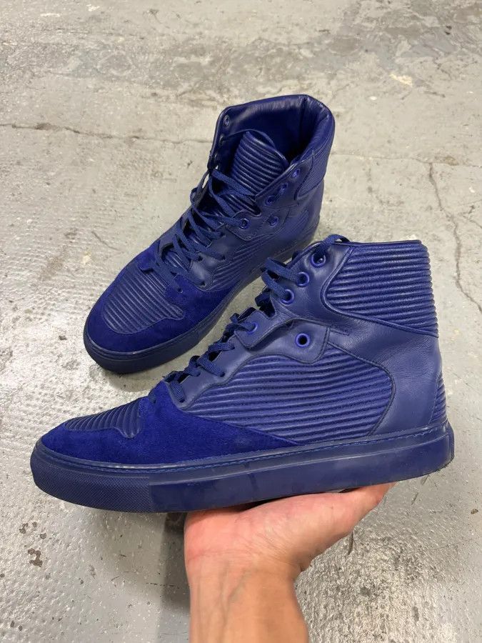 Balenciaga Balenciaga City Blue Monochrome Leather High Sneakers Size US 8 / EU 41 - 2 Thumbnail