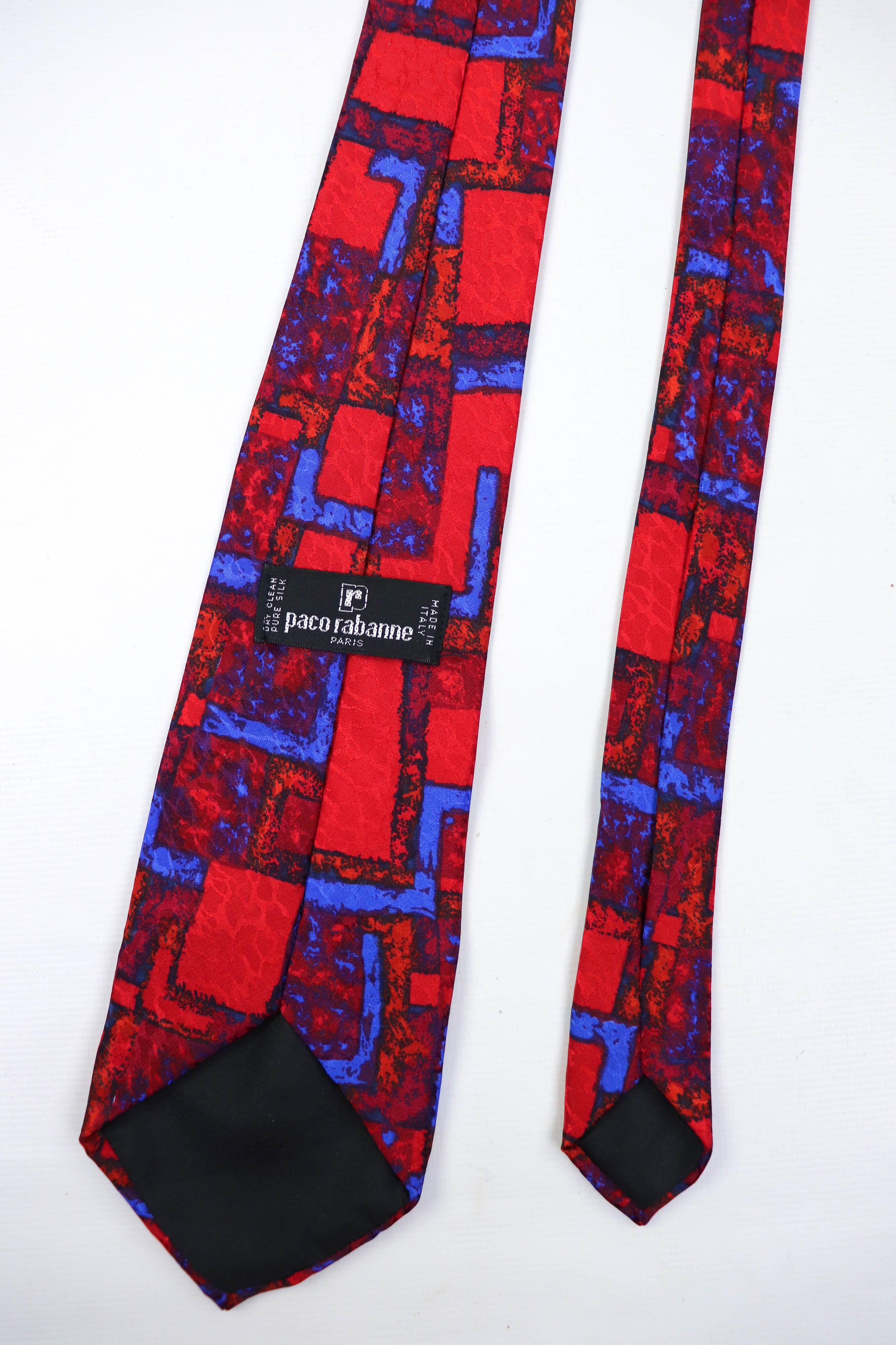 Designer Vintage Paco Rabanne Paris Abstract Graphics Silk Tie Size ONE SIZE - 7 Thumbnail