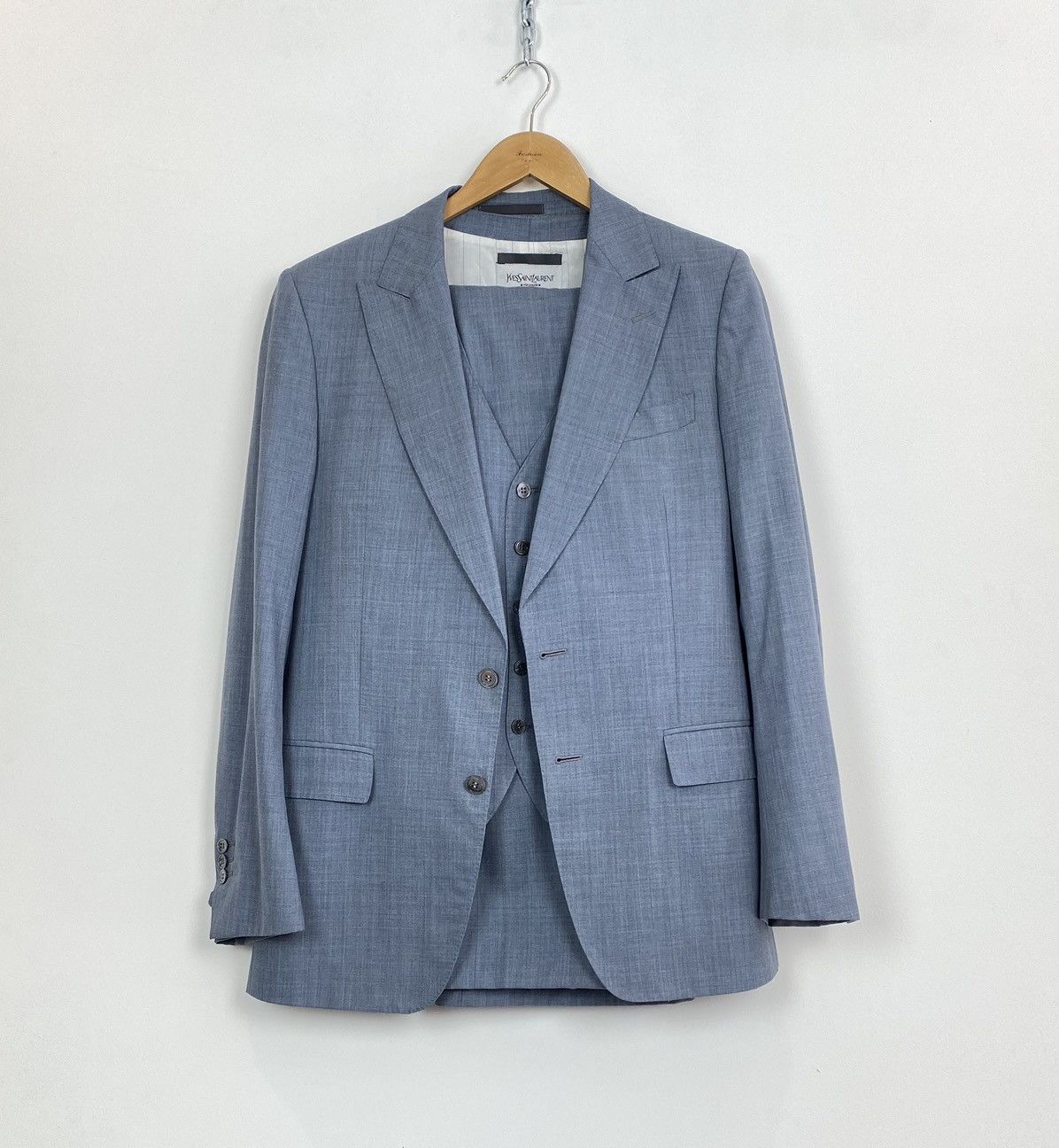 Yves Saint Laurent Yves Saint Laurent Suit Set Pants + Vest + Jacket Blue dress Size 50R - 1 Thumbnail