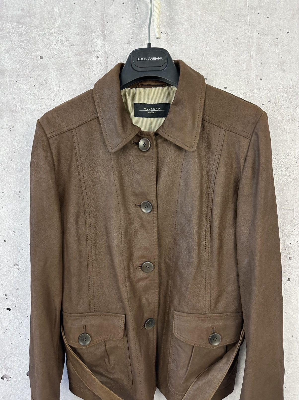 Weekend Max Mara Max Mara Weekend Brown Leather Buttons Jacket With Belt Size M / US 6-8 / IT 42-44 - 3 Thumbnail
