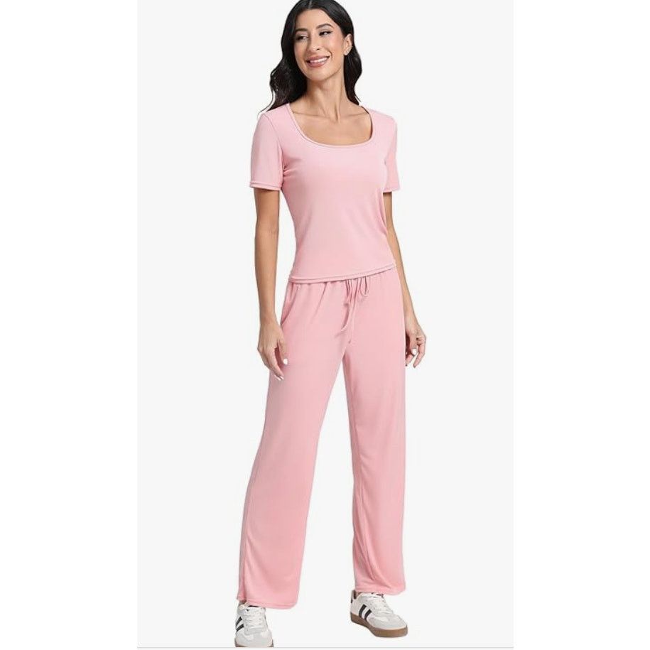 The Unbranded Brand Lounge Set 2 Piece Yoga Wide Leg Pants Tracksuit Set 2XL Size 24" / US 00 / IT 34 - 3 Thumbnail
