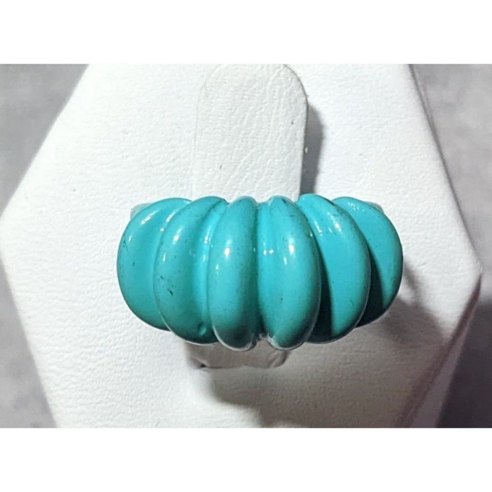 Other Mermaidcore Blue Scalloped Metal Enamel Coated Ring Size 5 Size ONE SIZE - 9 Thumbnail