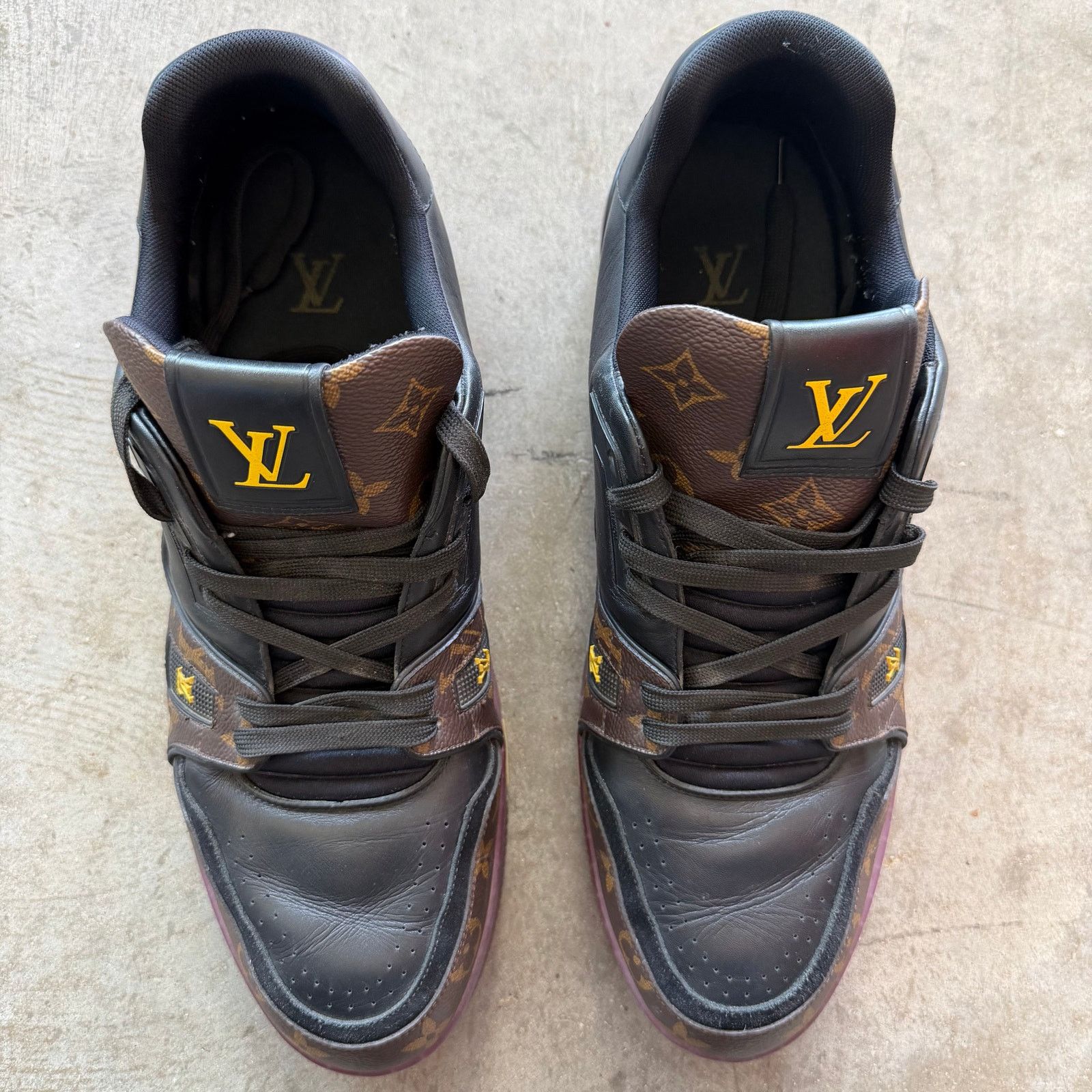 Louis Vuitton Louis Vuitton Trainer Brown Monogram Yellow Purple Size US 12.5 / EU 45-46 - 5 Thumbnail