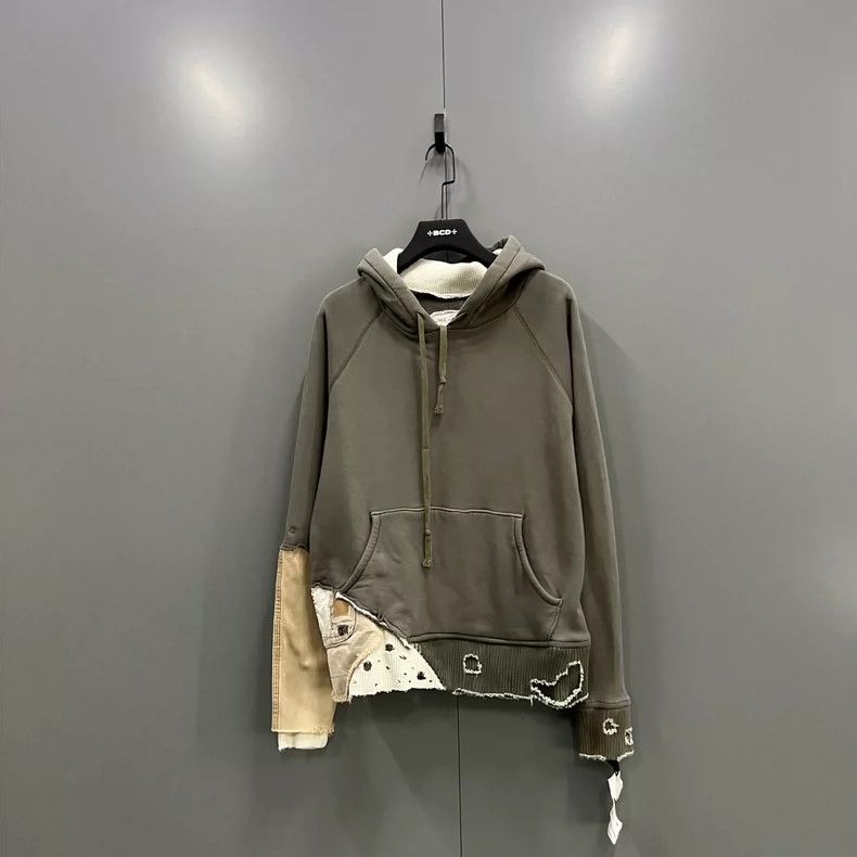 Greg Lauren greg lauren patchwork hoodie in olive green-dmc Size US M / EU 48-50 / 2 - 1 Thumbnail