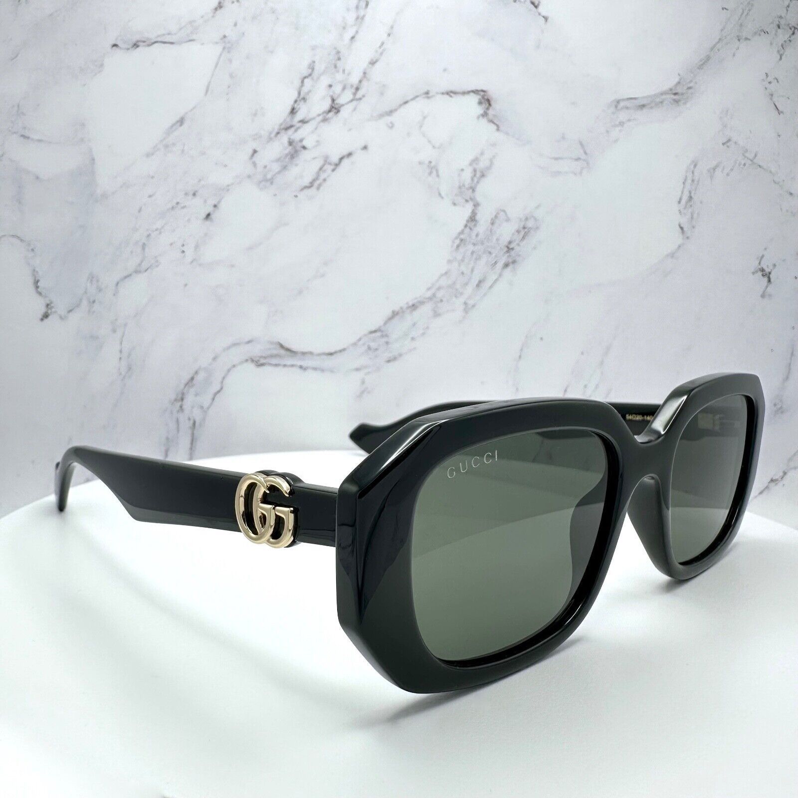 Gucci New Gucci Sunglasses Black Geometric Rectangle Gold GG Size ONE SIZE - 16 Thumbnail