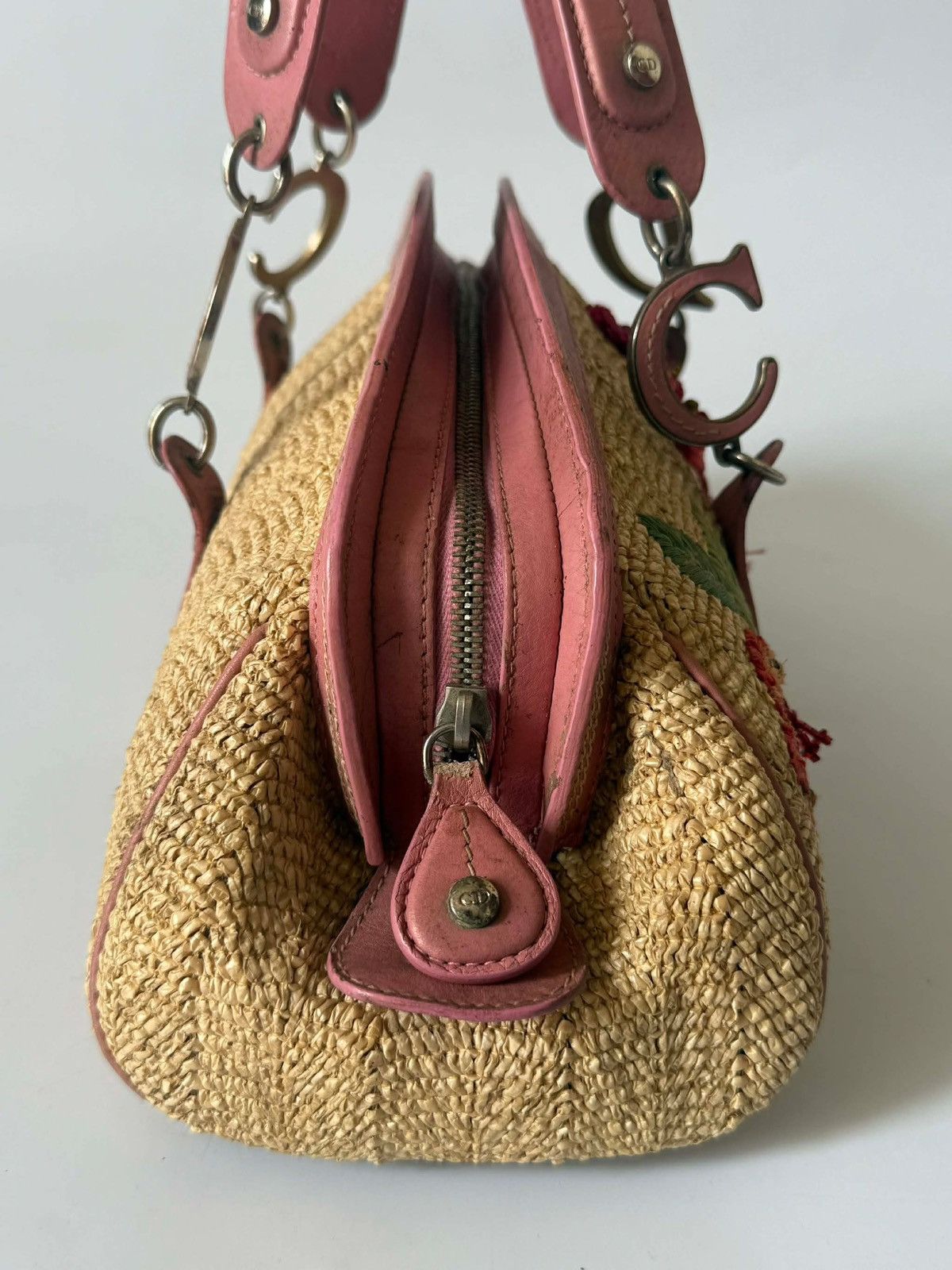 Dior Christian Dior by John Galliano Floral Straw Raffia Handbag Size ONE SIZE - 7 Thumbnail