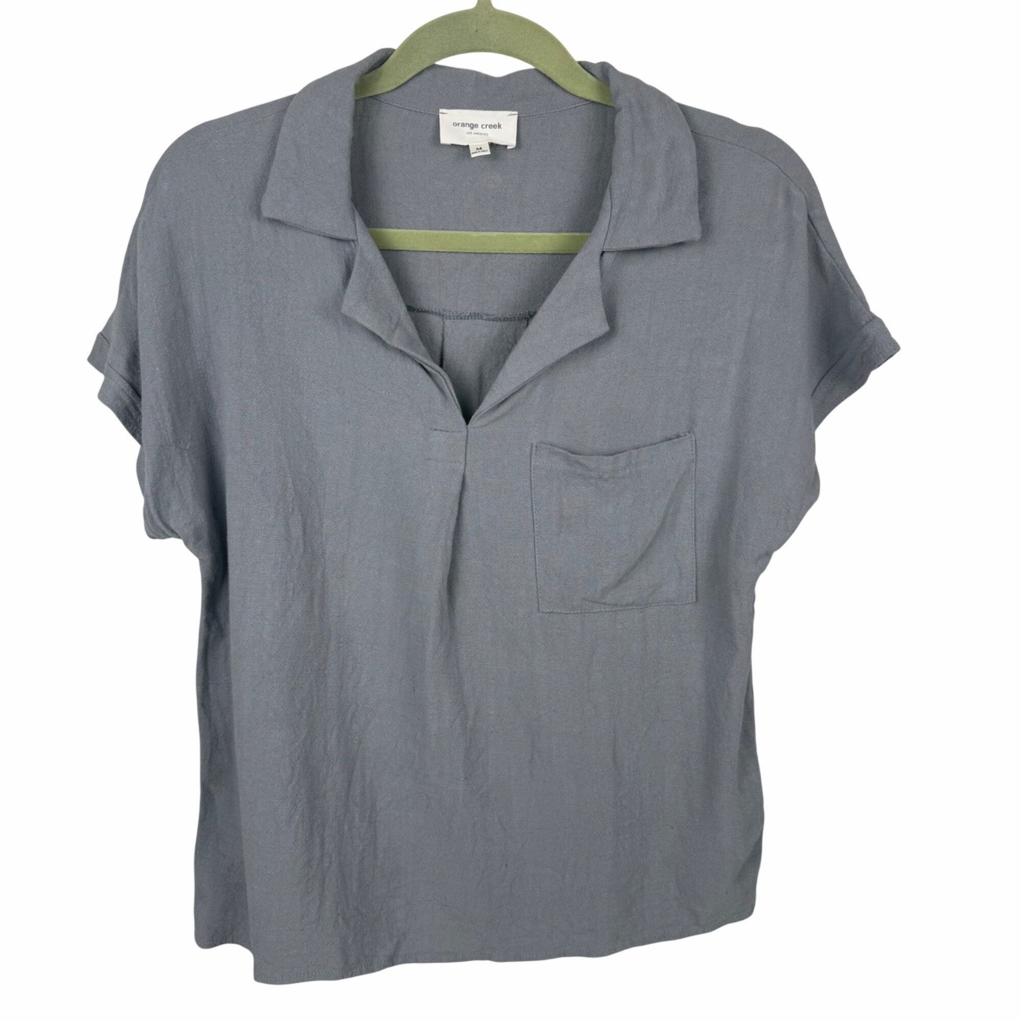 Other Orange Creek Women's Gray Gauze Short-Sleeve V-Neck Collared Size M / US 6-8 / IT 42-44 - 1 Thumbnail