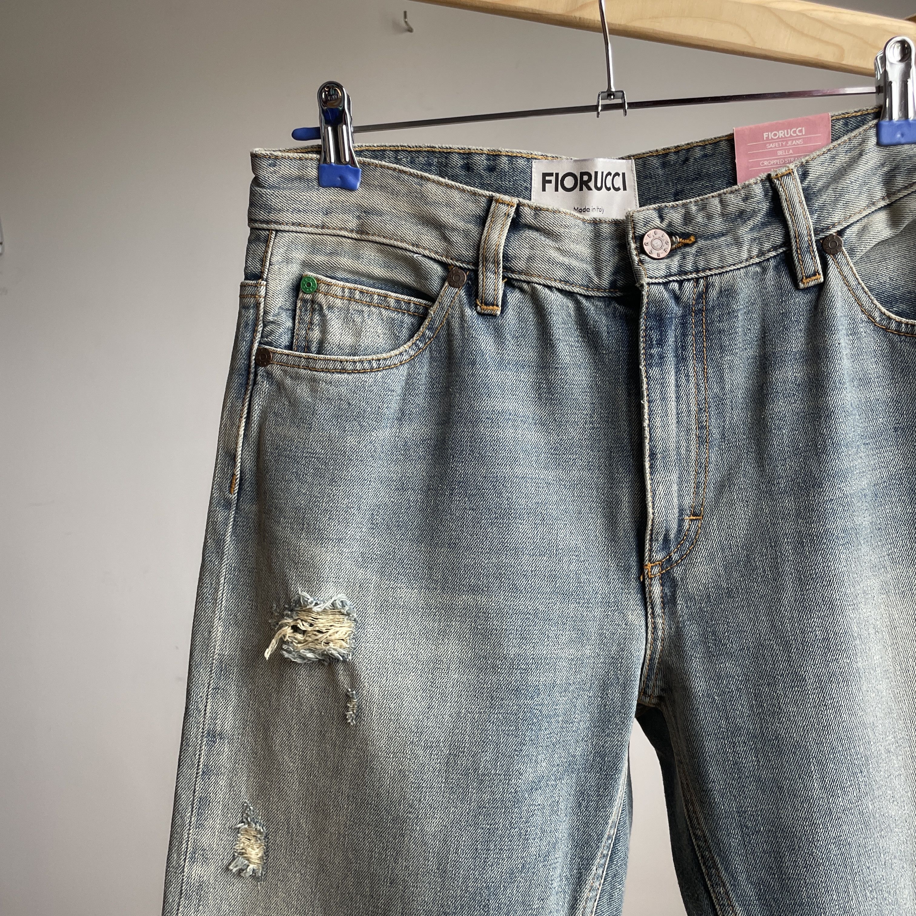 Fiorucci Fiorucci Bella Cropped Straight Distressed Selvedge Denim Size 30" / US 8 / IT 44 - 6 Thumbnail