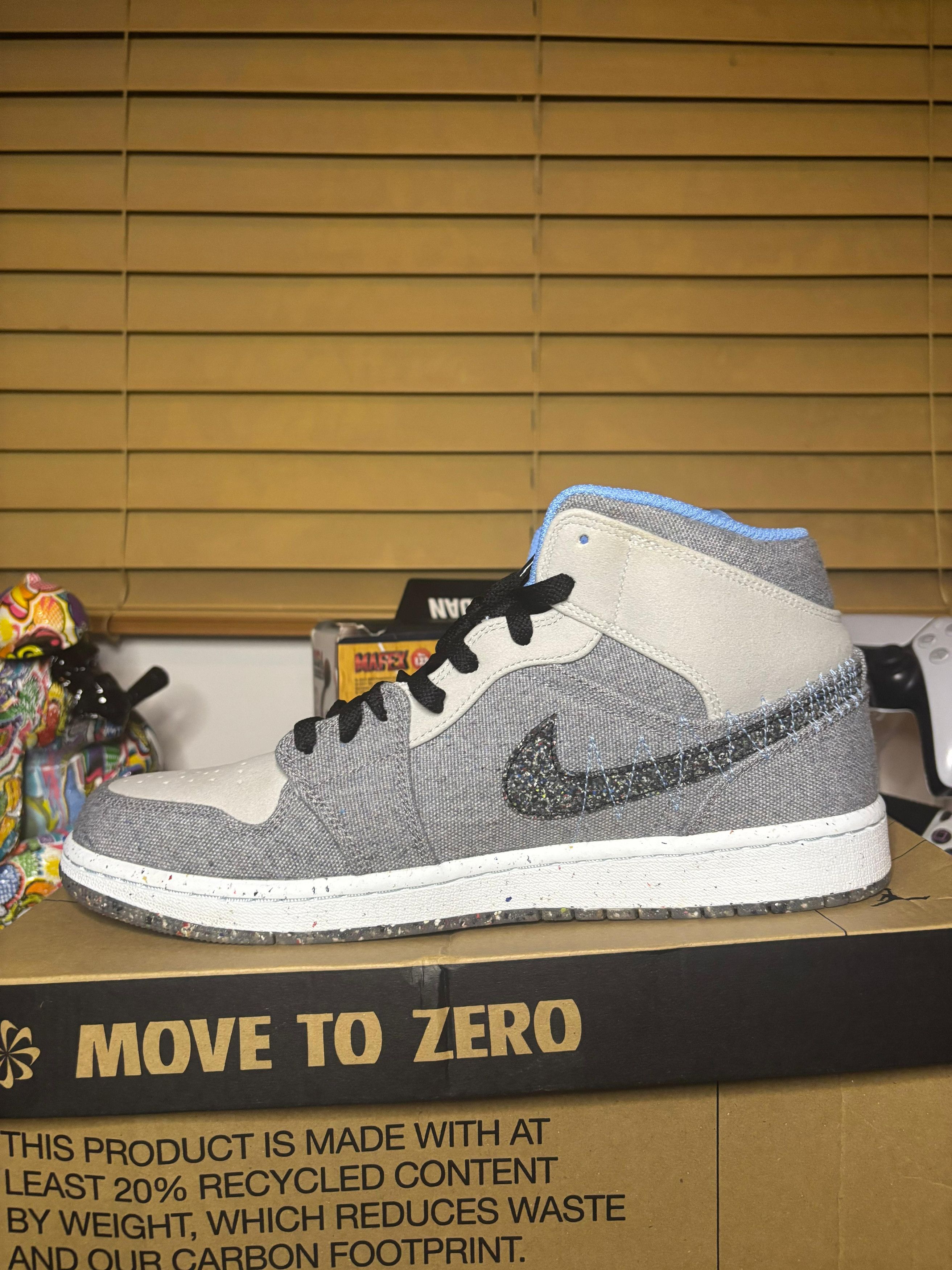 Jordan Brand Nike Air Jordan 1 Mid Crater Grey University Blue Size US 11 / EU 44 - 2 Thumbnail