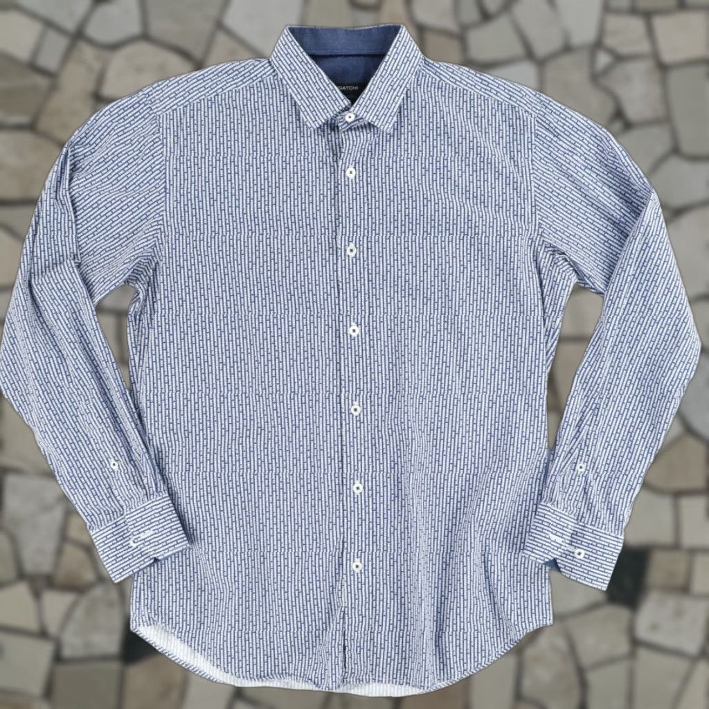 BUGATCHI Bugatchi Shirt Button Up Mens M Just Be Yourself Cotton Striped Blue Size US M / EU 48-50 / 2 - 1 Thumbnail