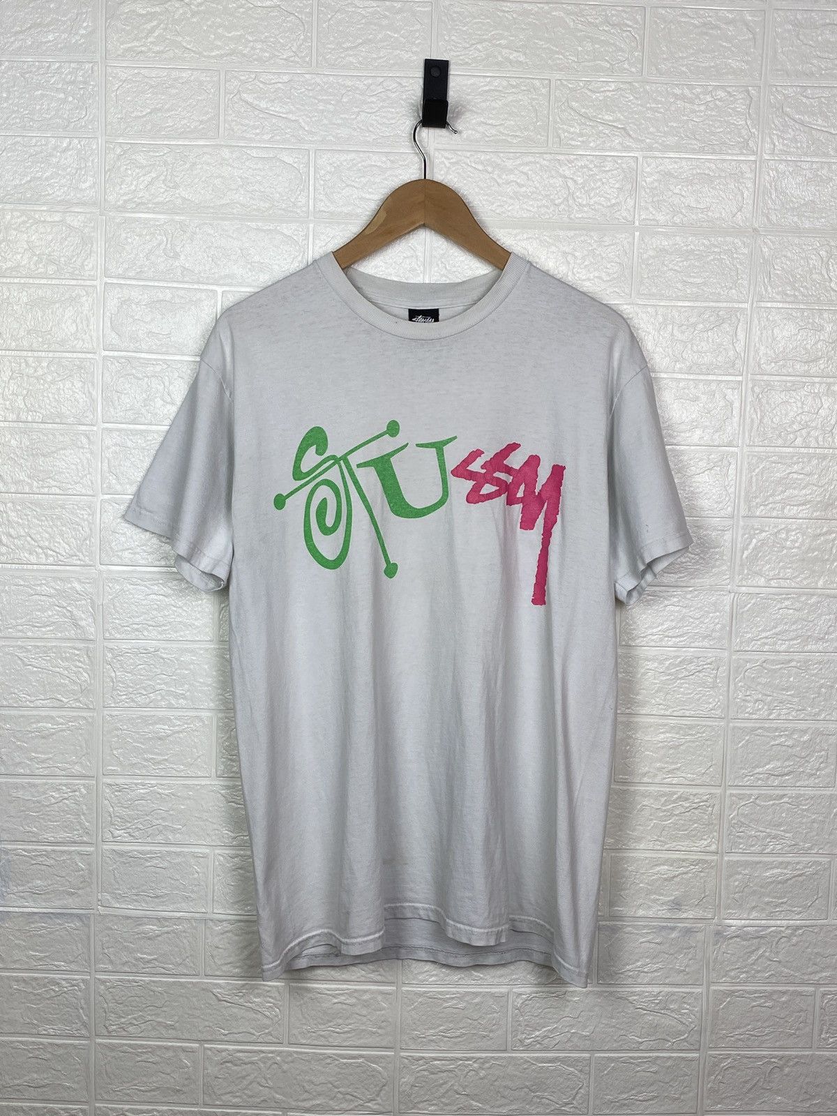 Vintage Stussy Shirt Mens Big Logo Size M