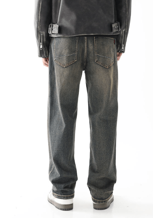 Japanese Brand × Jean Japanese retro distressed loose straight jeans for men Size US 32 / EU 48 - 4 Thumbnail