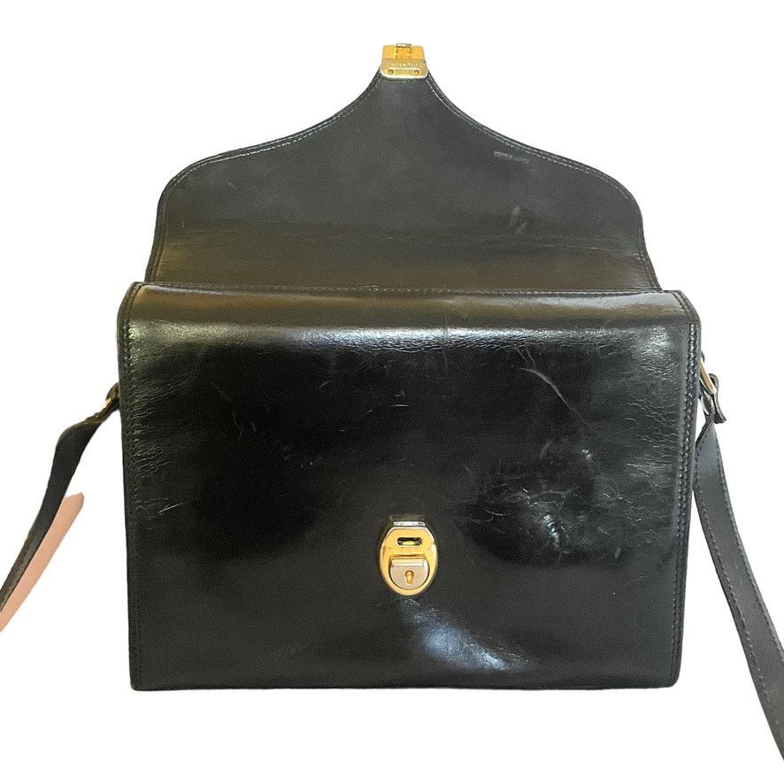 Nordstrom × Vintage Vintage Nordstrom Black Leather Box Purse Crossbody Handbag Size ONE SIZE - 5 Thumbnail