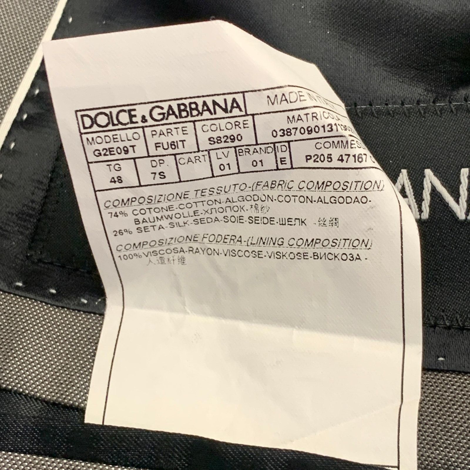 Dolce & Gabbana Size 38 Grey Cotton Silk Peak Lapel Single Button Sport Coat Size 38R - 11 Thumbnail
