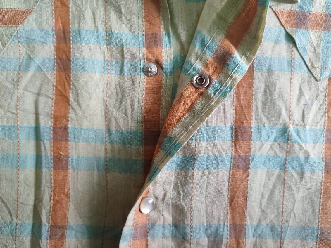 Other Vintage 70s Western Shirt Pearl Snap Plaid Made In USA Size US XL / EU 56 / 4 - 4 Thumbnail