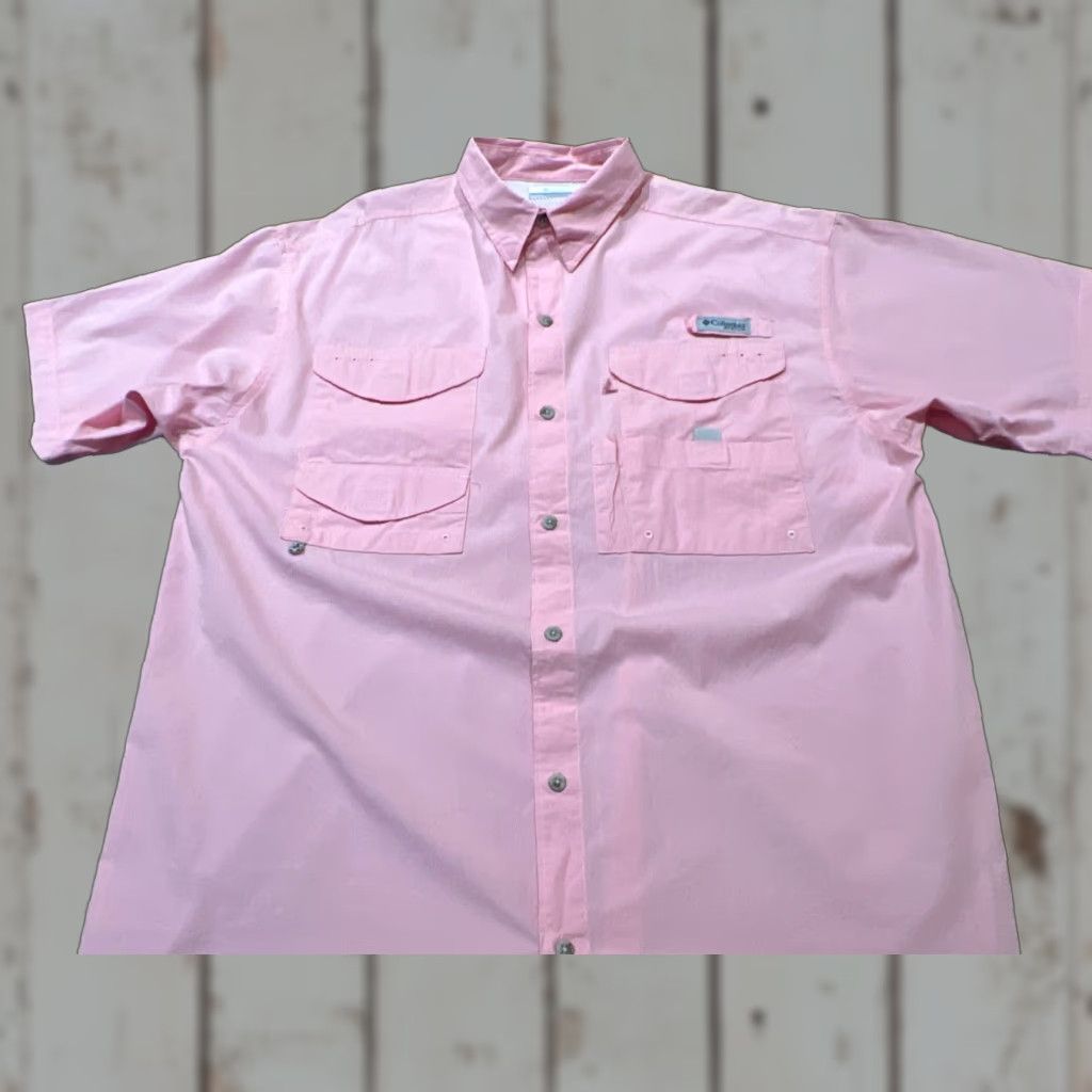 Pinko Columbia PFG Outdoor Fishing Shirt Mens L Pink Short Sleeve Button-Up Omni-Shade Lightweight Size US L / EU 52-54 / 3 - 1 Thumbnail