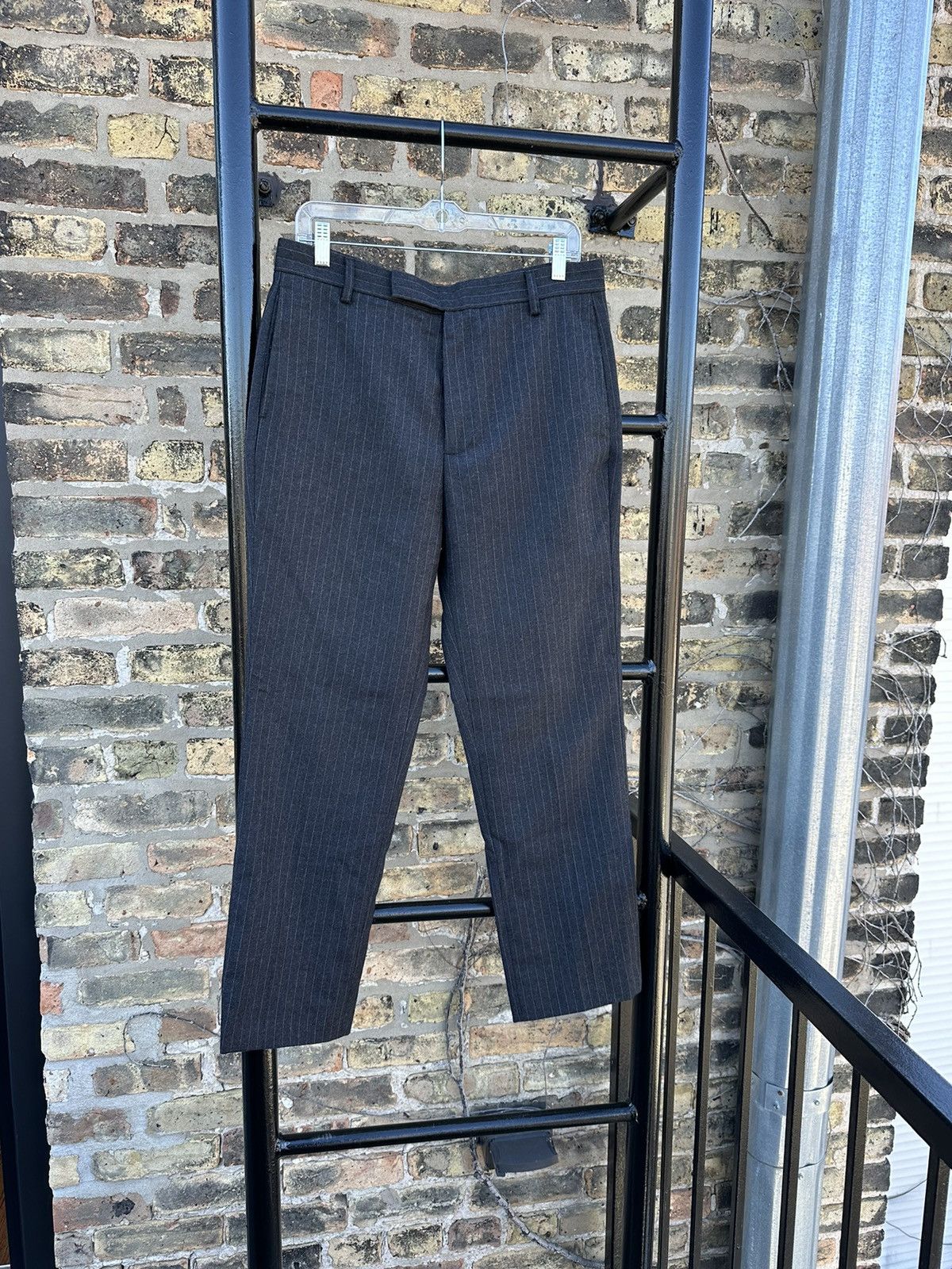 image of Palmes Black Pinstripe Trousers, Men's (Size 32)