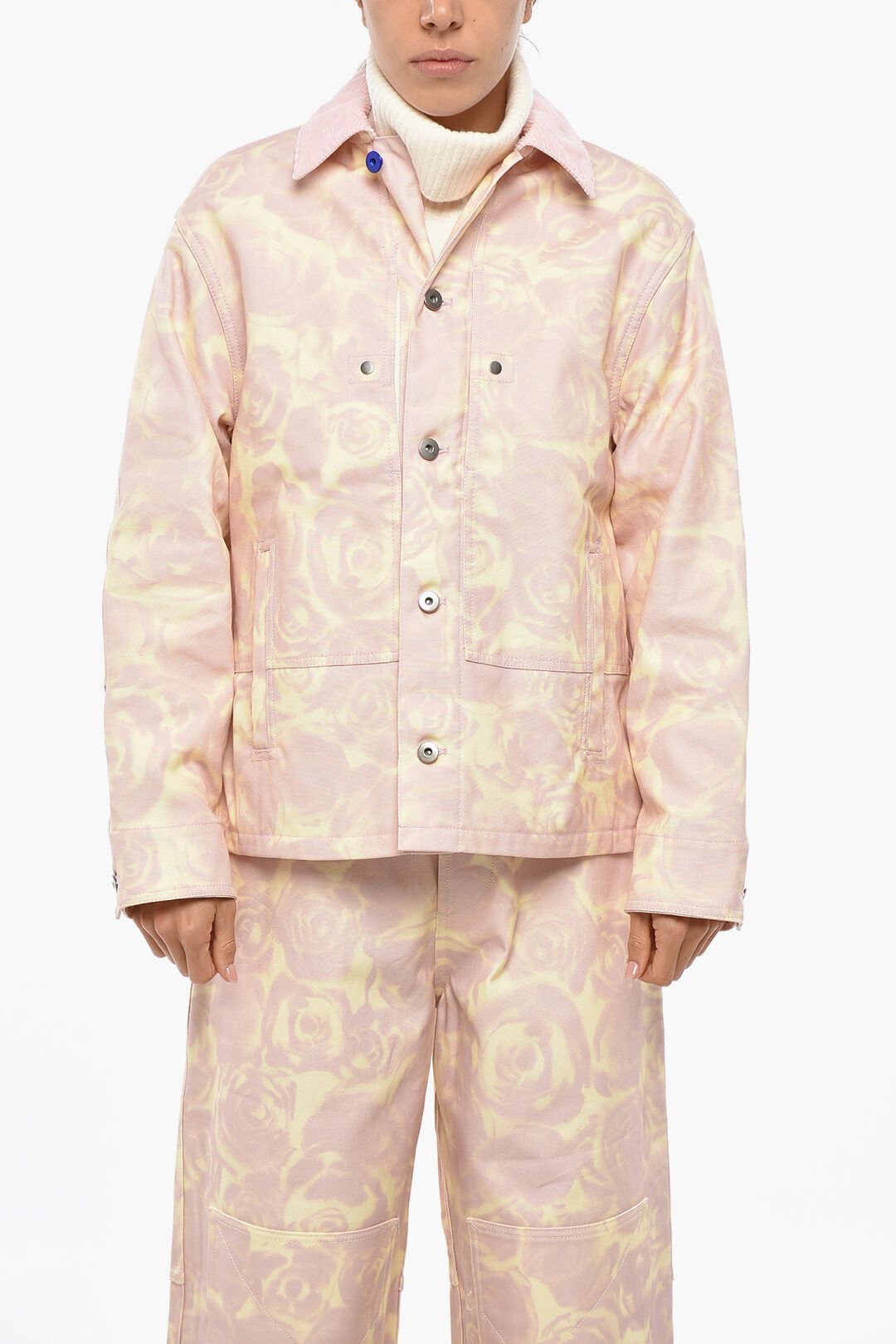 og1mm1225 Floral Patterned Denim Jacket in Pink