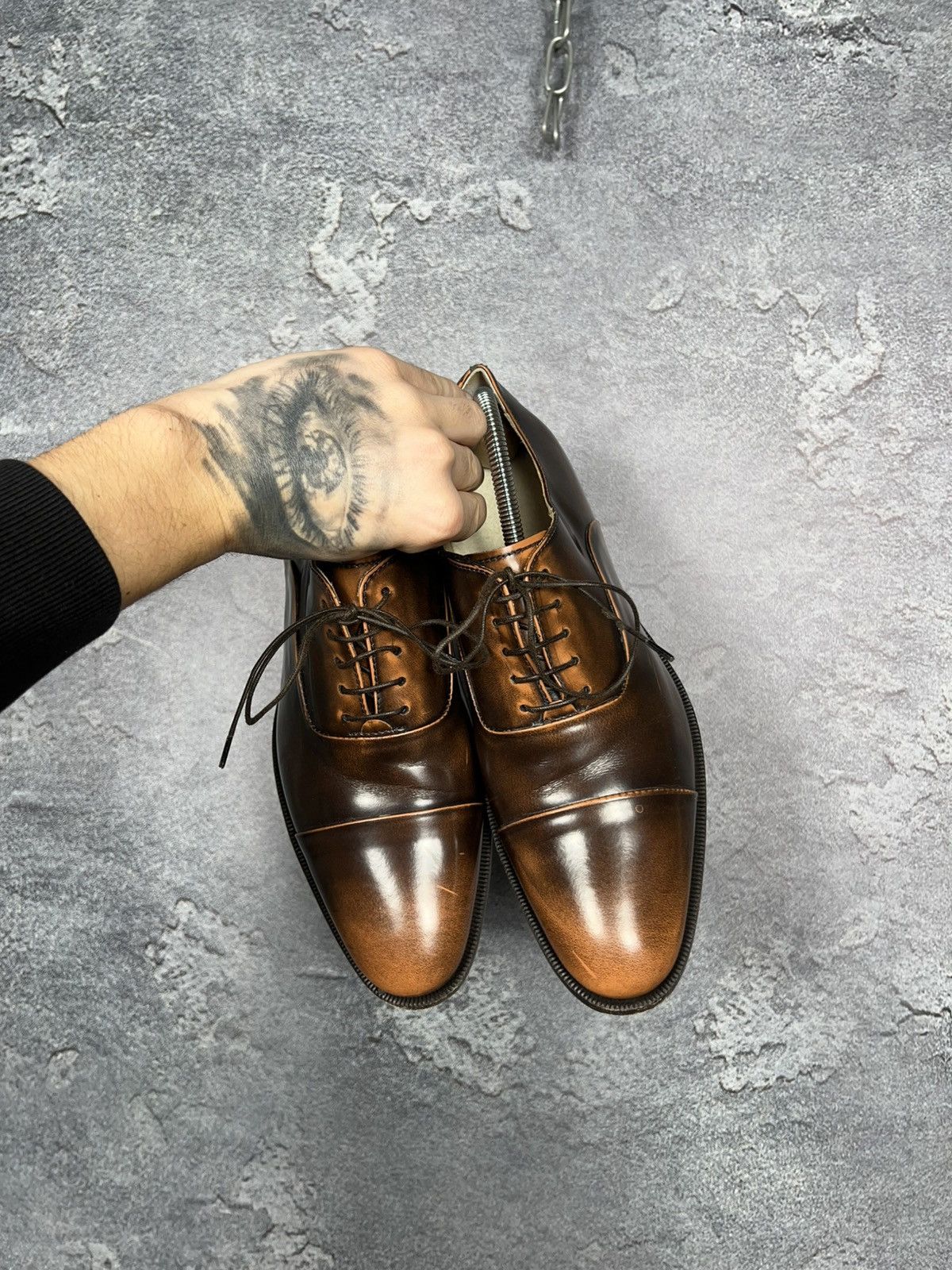 Scarosso Brown Leather Casual Oxford Shoes Size 41