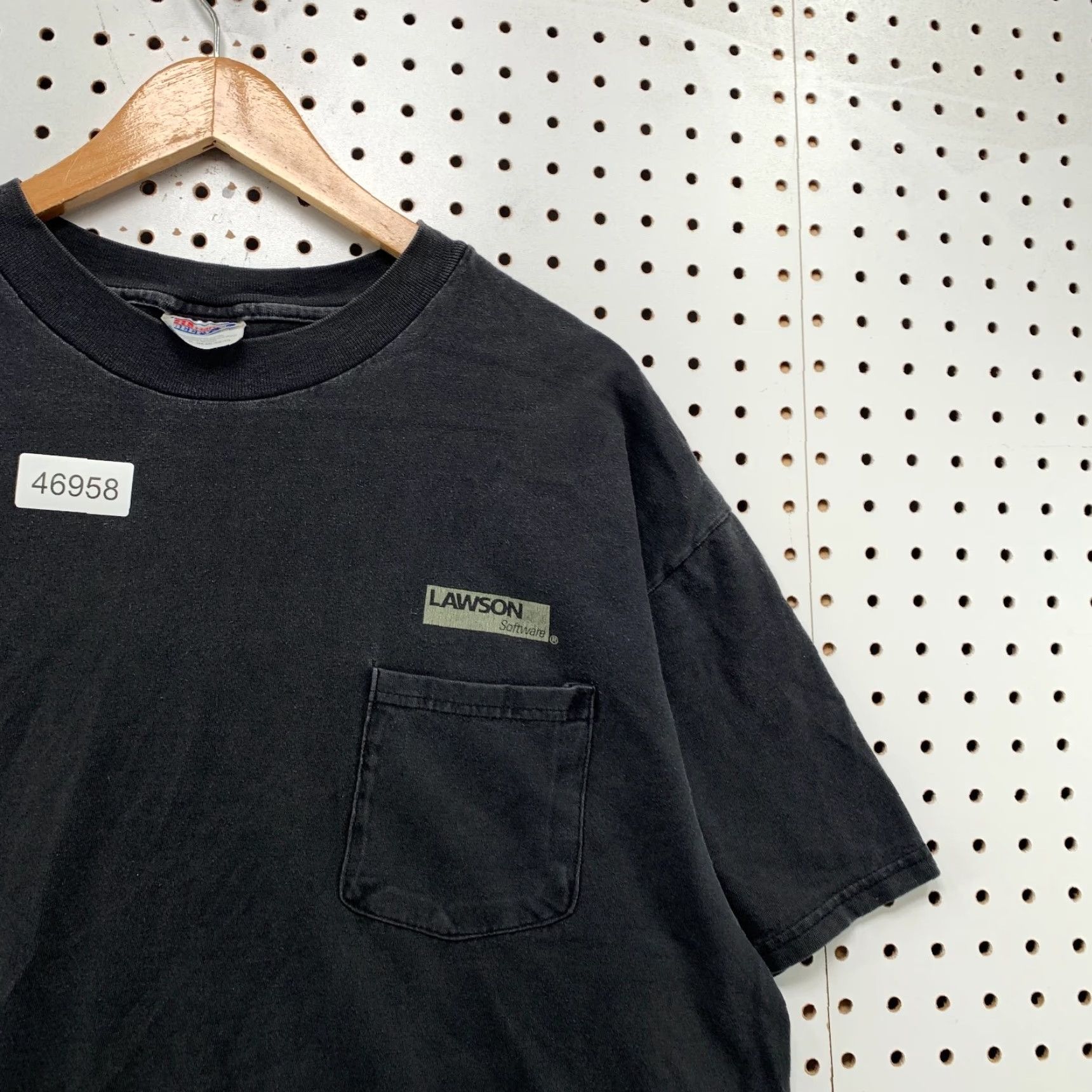 Hanes VINTAGE Lawson Software Shirt Mens XL Faded Black Hanes Cyber Punk Pocket Shirt Men XL Black 90s Punk Hanes Cotton Cotton Readable Size US XL / EU 56 / 4 - 7 Thumbnail