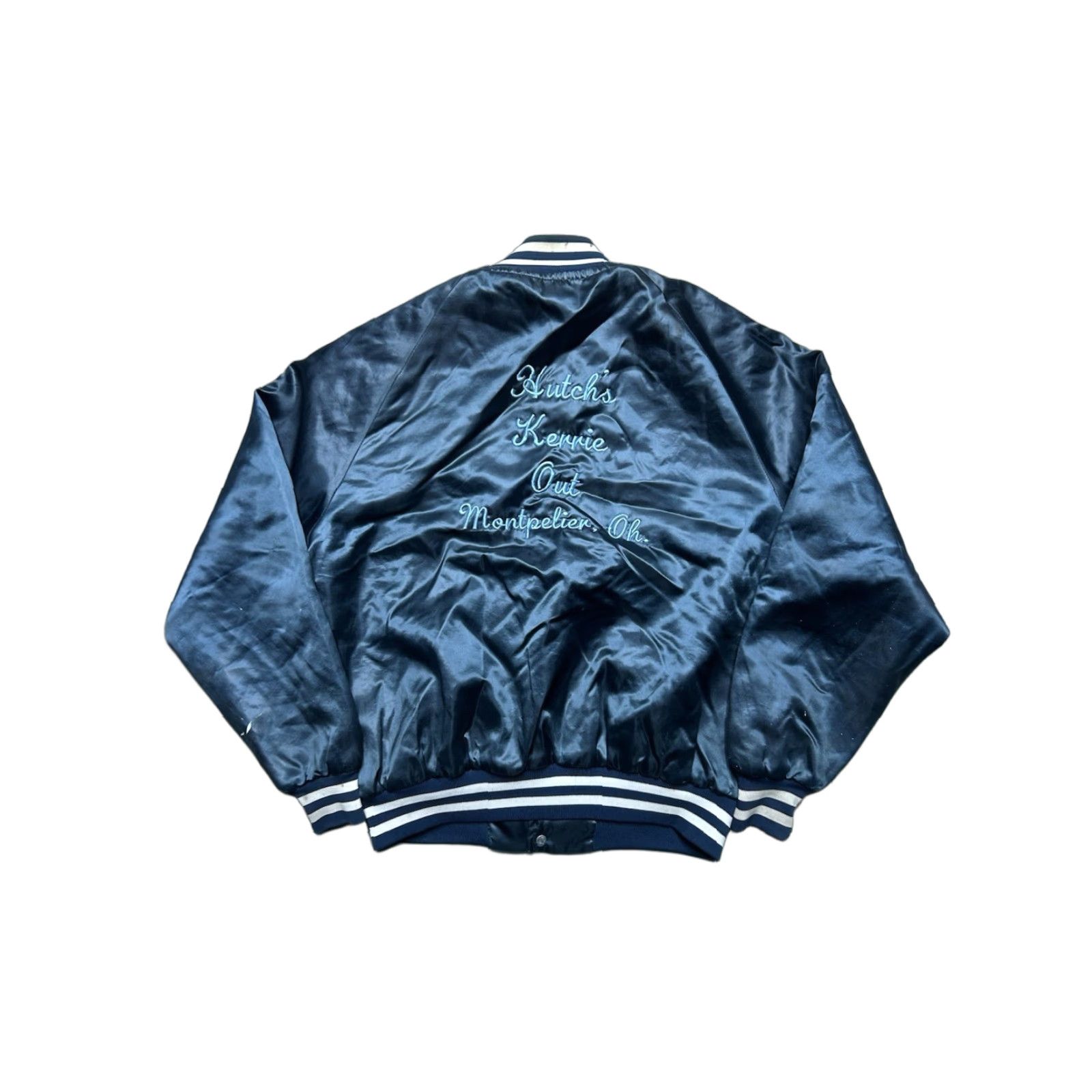 Vintage VINTAGE 80s satin bomber jacket Hutch’s Kerrie Montpelier Ohio restaurant L Jacket Size US L / EU 52-54 / 3 - 1 Thumbnail