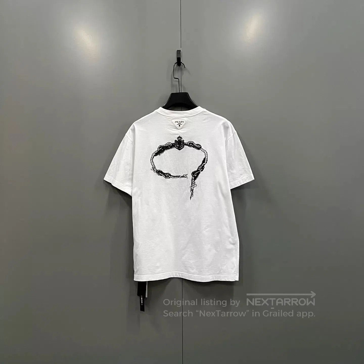 Prada White Short Sleeve T-Shirt with Black Graphic. Size US L / EU 52-54 / 3 - 3 Thumbnail