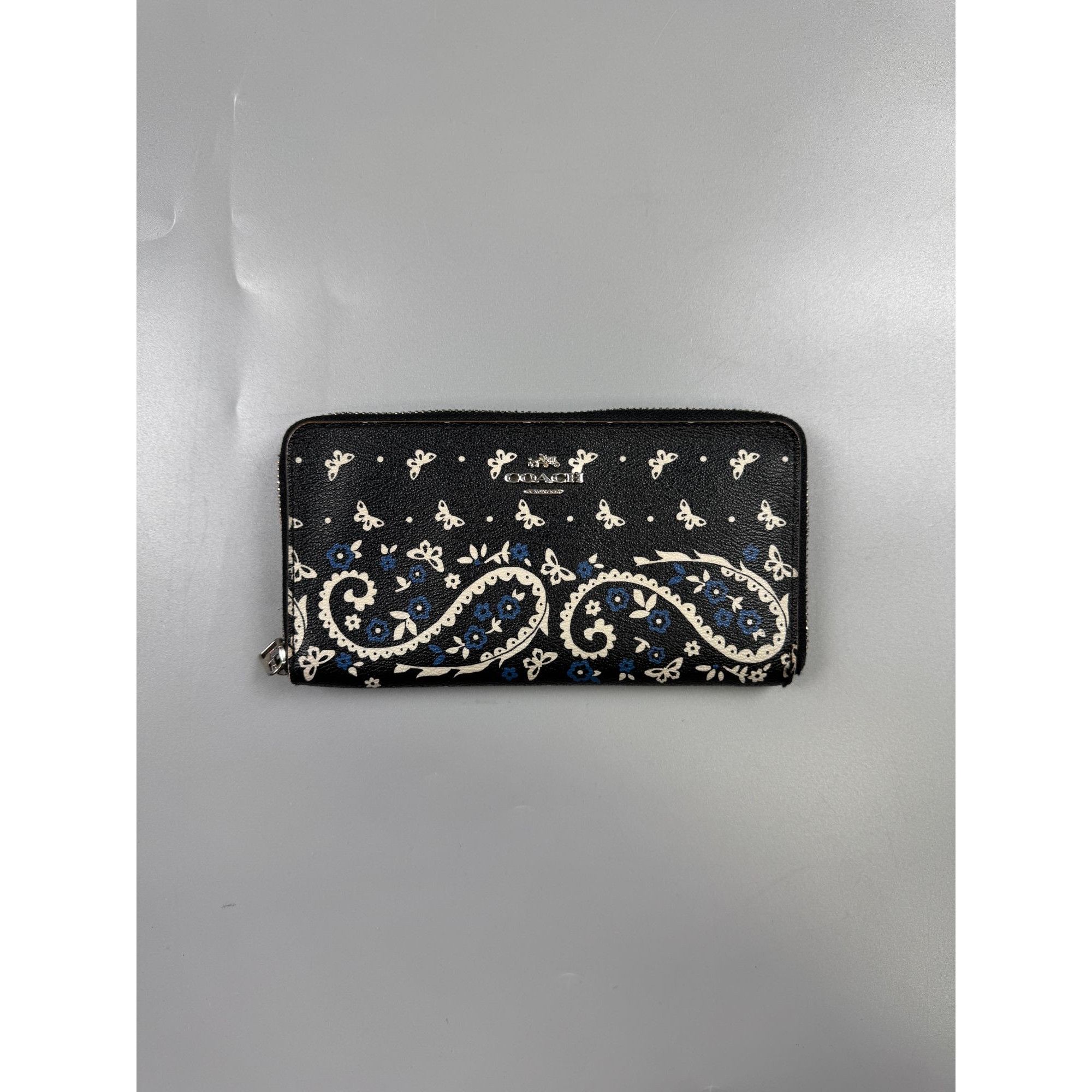 Coach Coach Accordion Zip Paisley Print Black Wallet (YG020) Size ONE SIZE - 2 Thumbnail