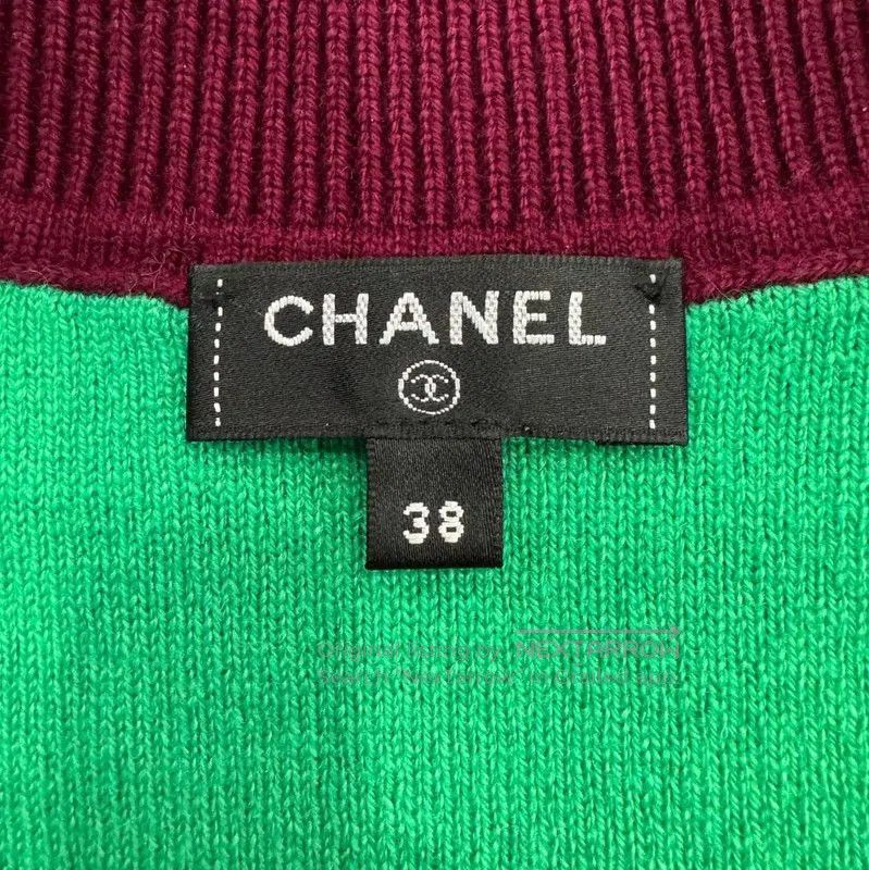 Chanel Chanel Green Logo Sweater in Burgundy . Size M / US 6-8 / IT 42-44 - 5 Thumbnail