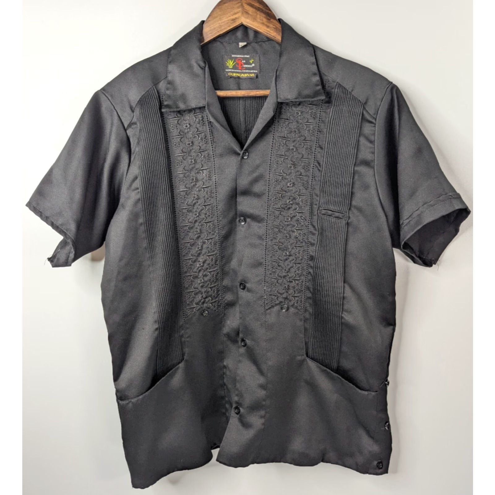 Vintage VINTAGE Guayabera San Lorenzo Copacabana Men's Black Cigar Pocket Shirt Size 38 Size US M / EU 48-50 / 2 - 3 Thumbnail
