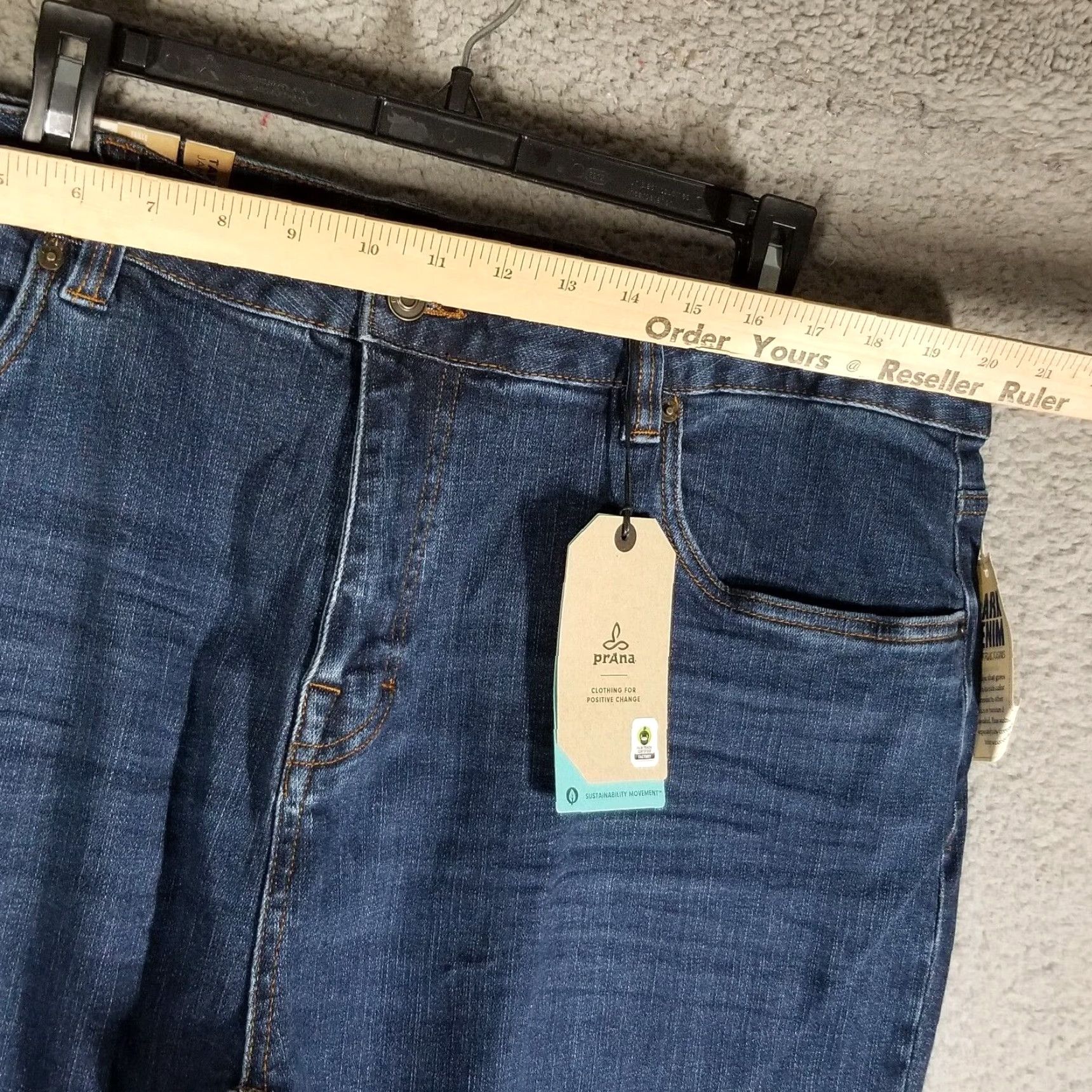 Prana prAna Jeans Mens Slim Fit Tapered 42x34 Dark Wash Blue Denim Size US 42 / EU 58 - 4 Thumbnail
