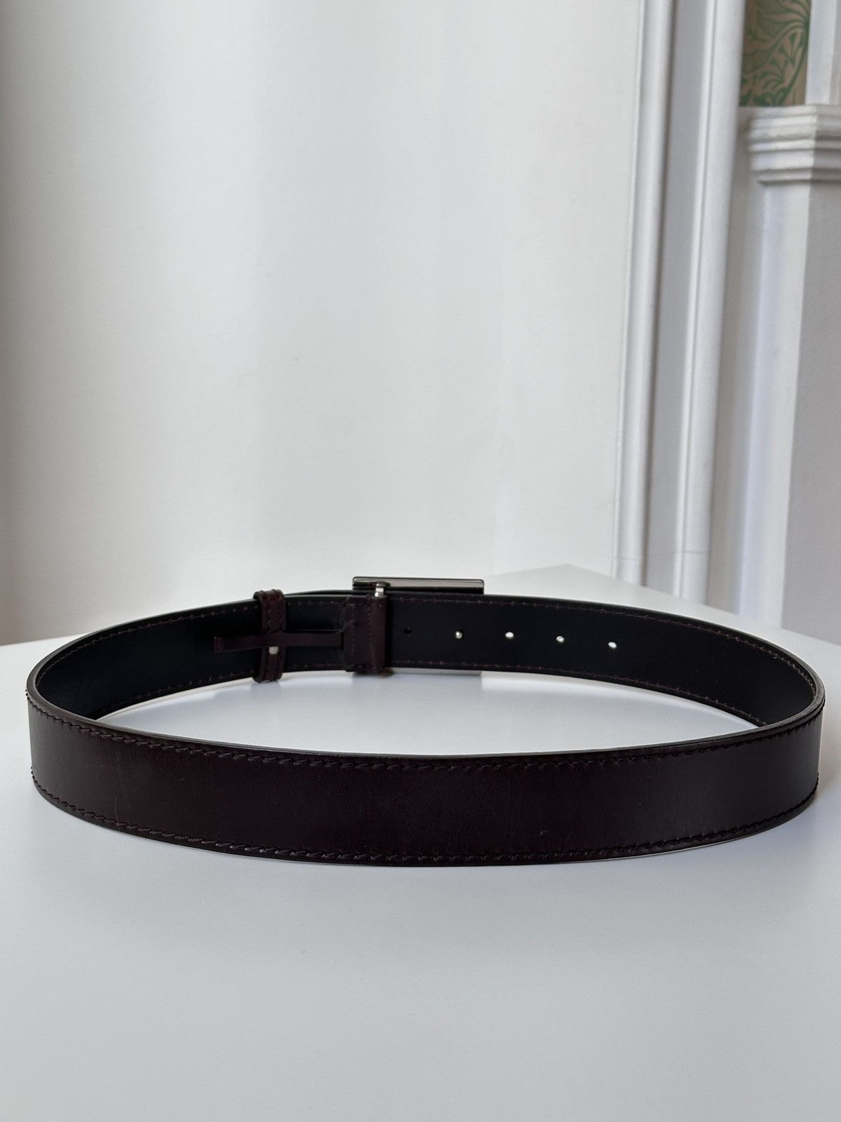 Gucci GUCCI Wooden Brown Square Buckle Leather Belt Size: 110/40 Size 30 - 9 Thumbnail