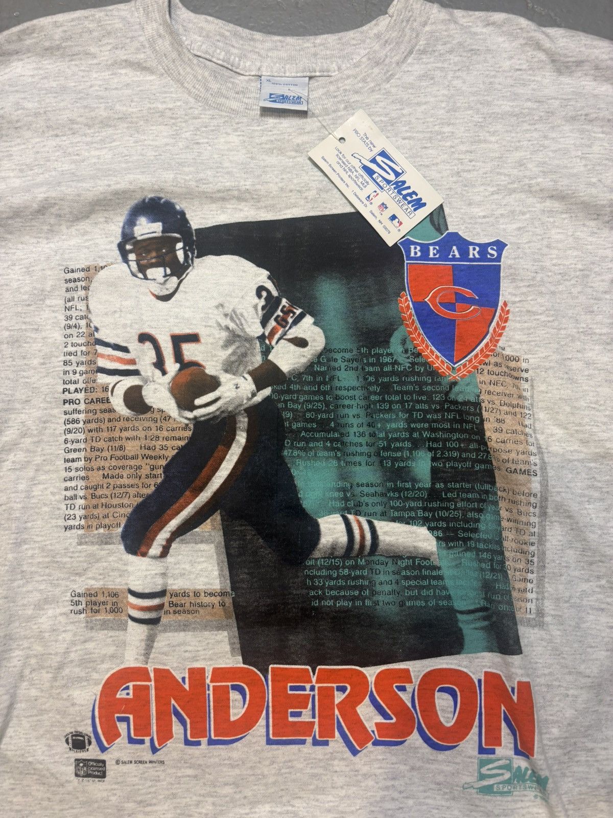 Salem Sportswear NWT VTG 1990 Chicago Bears Neal Anderson T-shirt by Salem Size US XL / EU 56 / 4 - 2 Thumbnail