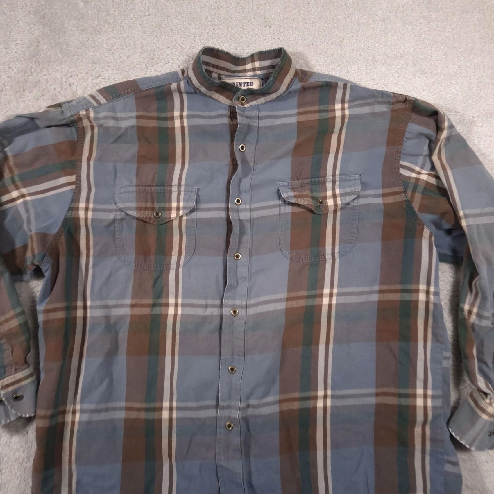 Wrangler Painted Desert by Wrangler Shirt Mens Medium Blue Plaid Button Front Long Sleeve Size US M / EU 48-50 / 2 - 4 Thumbnail
