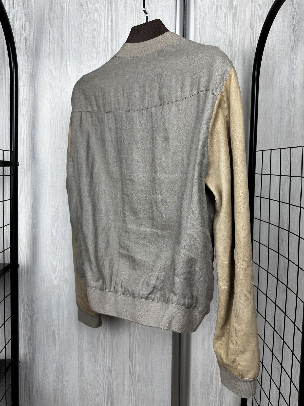 Allsaints Allsaints linen sheep leather sleeves grey beige bomber jckt Size US M / EU 48-50 / 2 - 11 Thumbnail