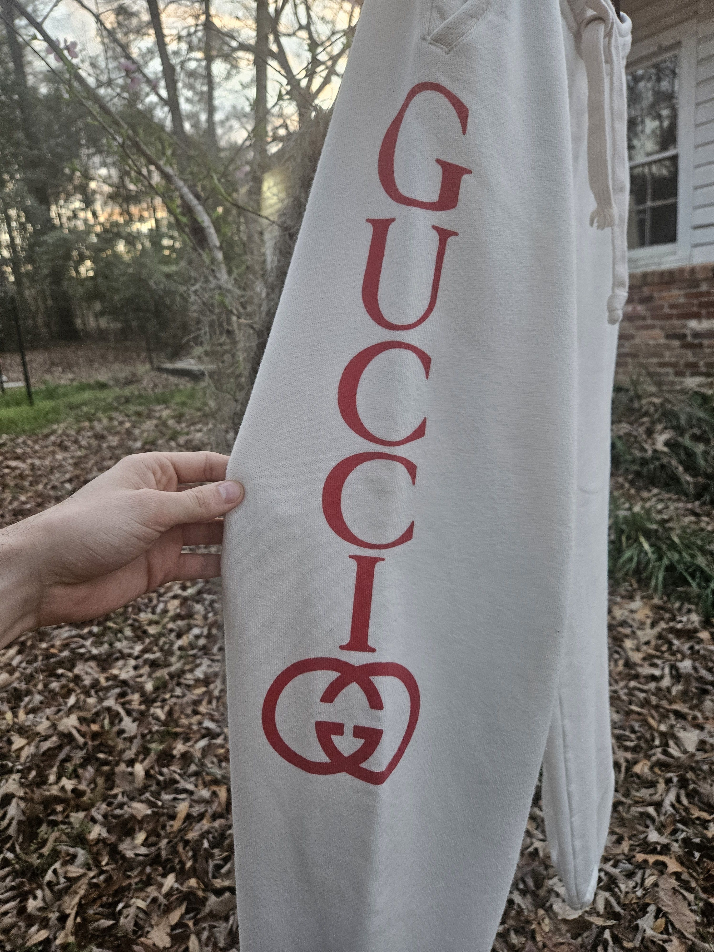 Gucci Gucci White Red Side Logo Joggers Size US 34 / EU 50 - 2 Thumbnail