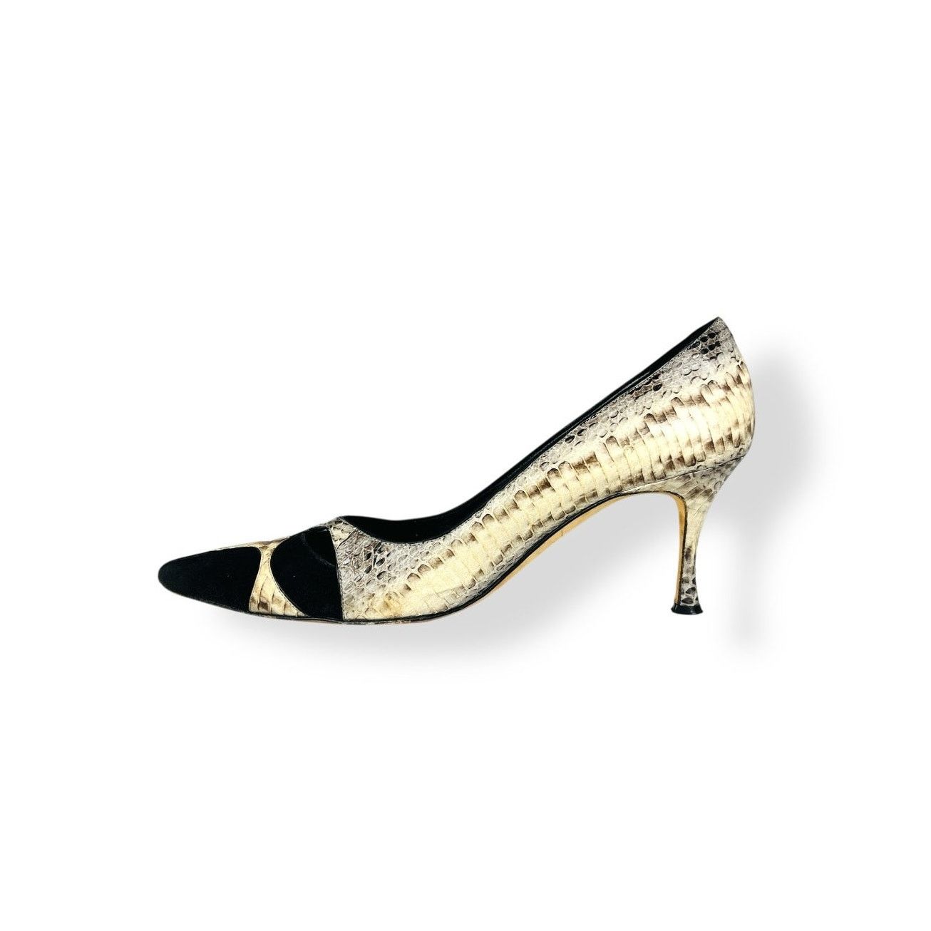 Manolo Blahnik Manolo Blahnik Python Snakeskin Suede Pumps Pointed Toe 39 Size US 9 / IT 39 - 1 Thumbnail