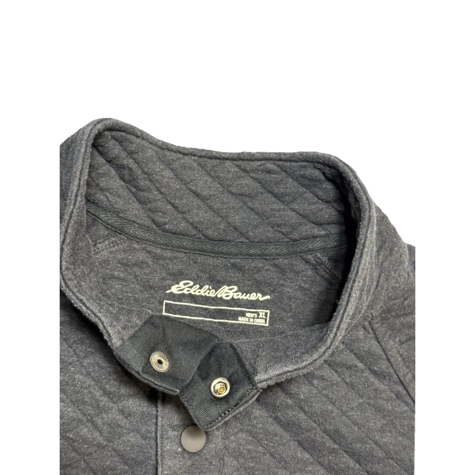 Eddie Bauer Eddie Bauer Mens XL Dark Gray Long Sleeve Quilted Snap Button Jacket Sweater Pullover Size US XL / EU 56 / 4 - 3 Thumbnail