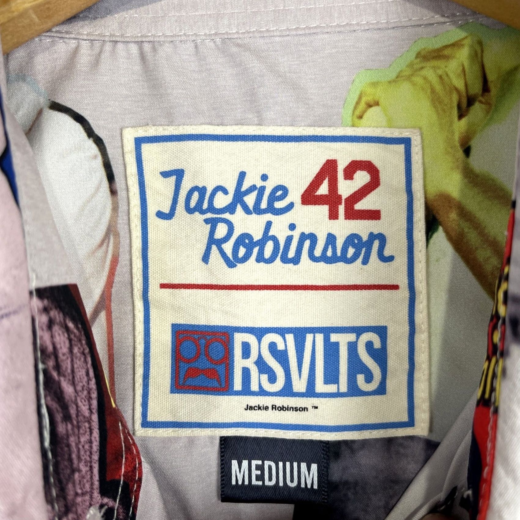 Vintage RSVLTS Jackie Robinson Shirt Mens Medium Gray Stretch Button Down Short Sleeve Shirt Size US M / EU 48-50 / 2 - 5 Thumbnail
