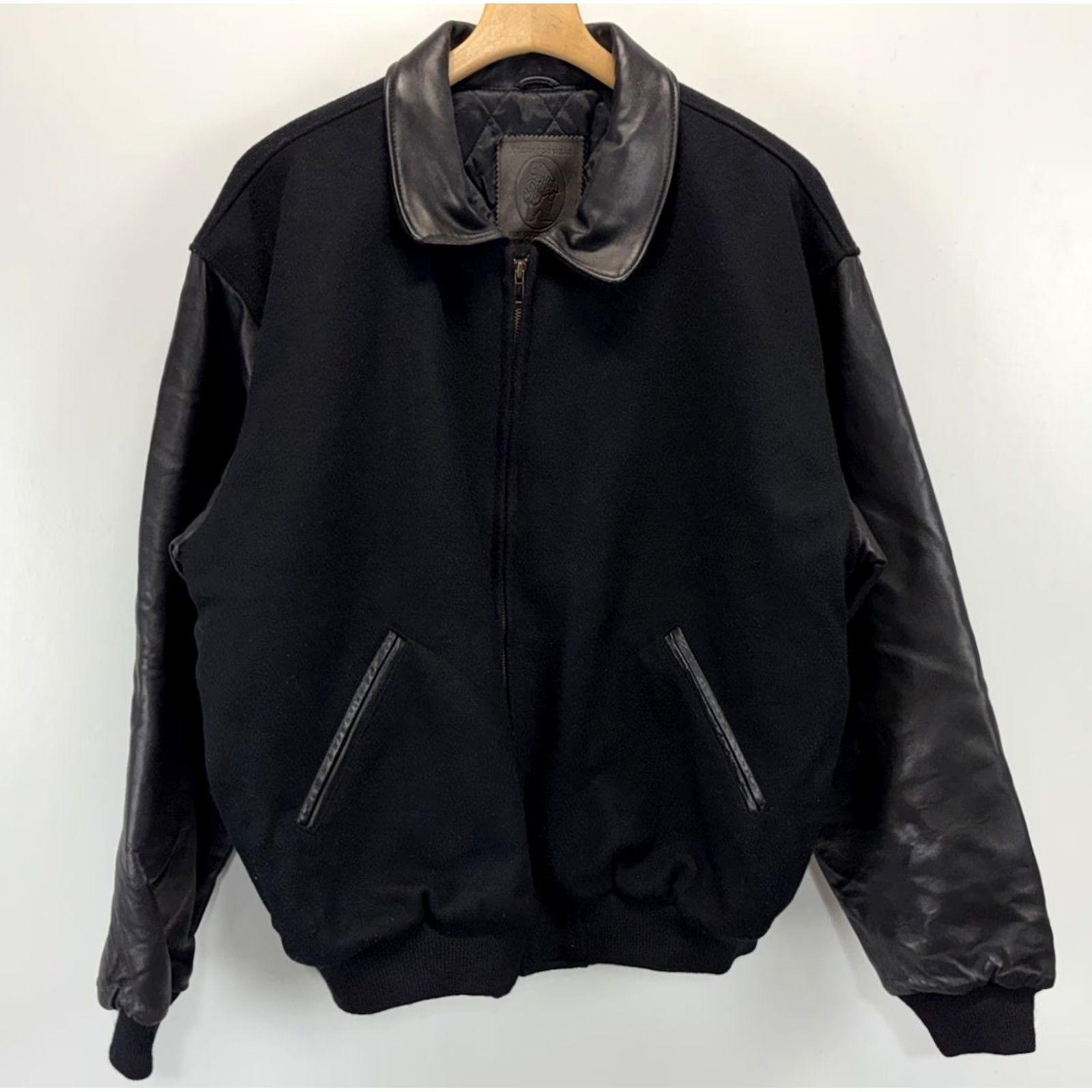 Golden Bear Golden Bear Jacket Mens XL Wool Leather Bomber Style Varsity Wool Blk USA Made Slim Zip Size US XL / EU 56 / 4 - 2 Thumbnail