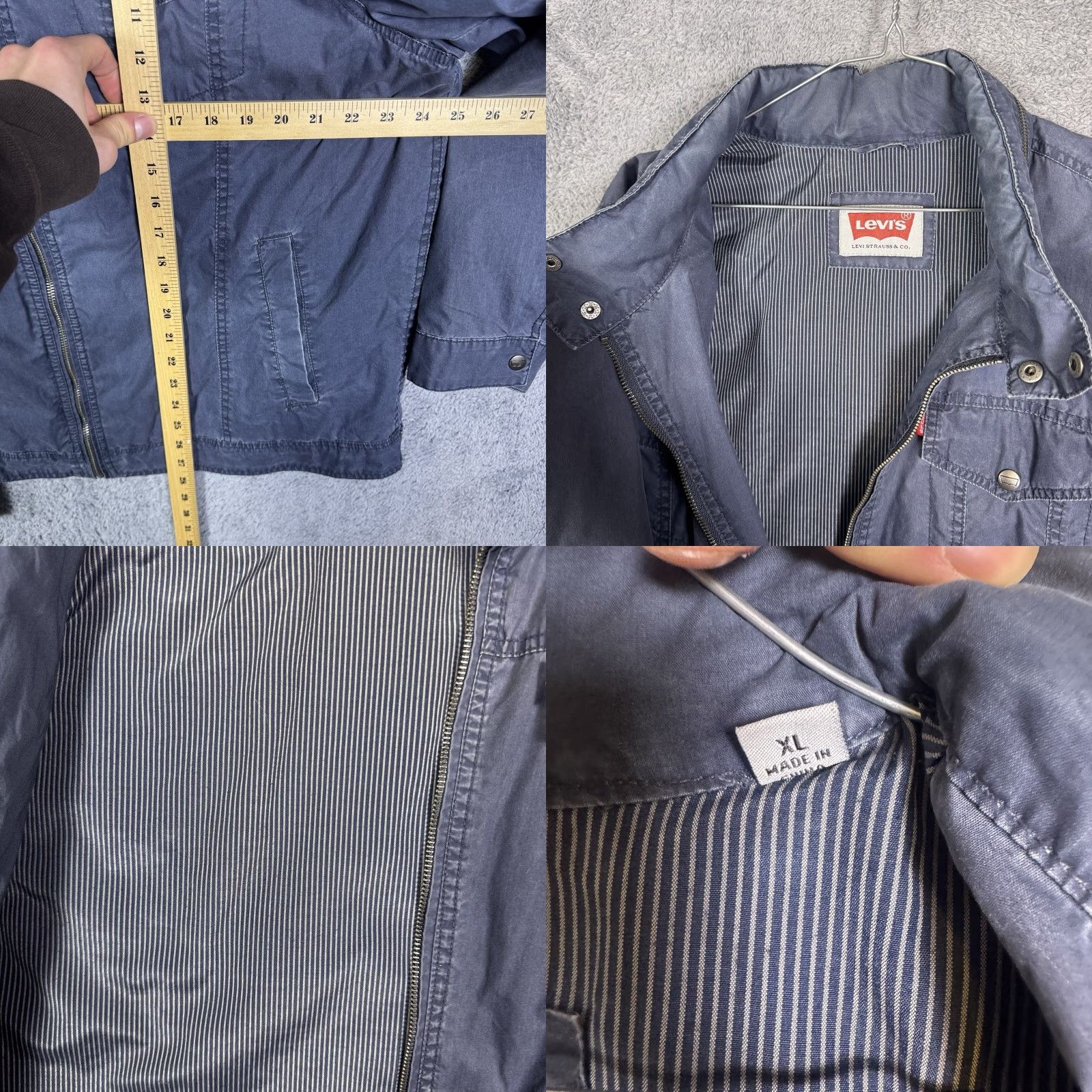 Levi's Levi's Trucker Jacket Men XL Field Chore Canvas Full Zip Hood Hickory Stripe Zip Up Size US XL / EU 56 / 4 - 8 Thumbnail