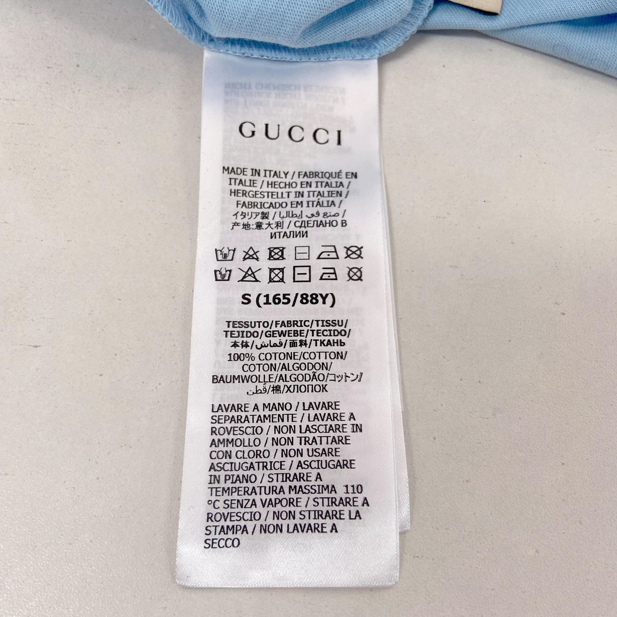 Gucci Gucci Light Blue Printed Tee S with Tags Size US S / EU 44-46 / 1 - 8 Thumbnail