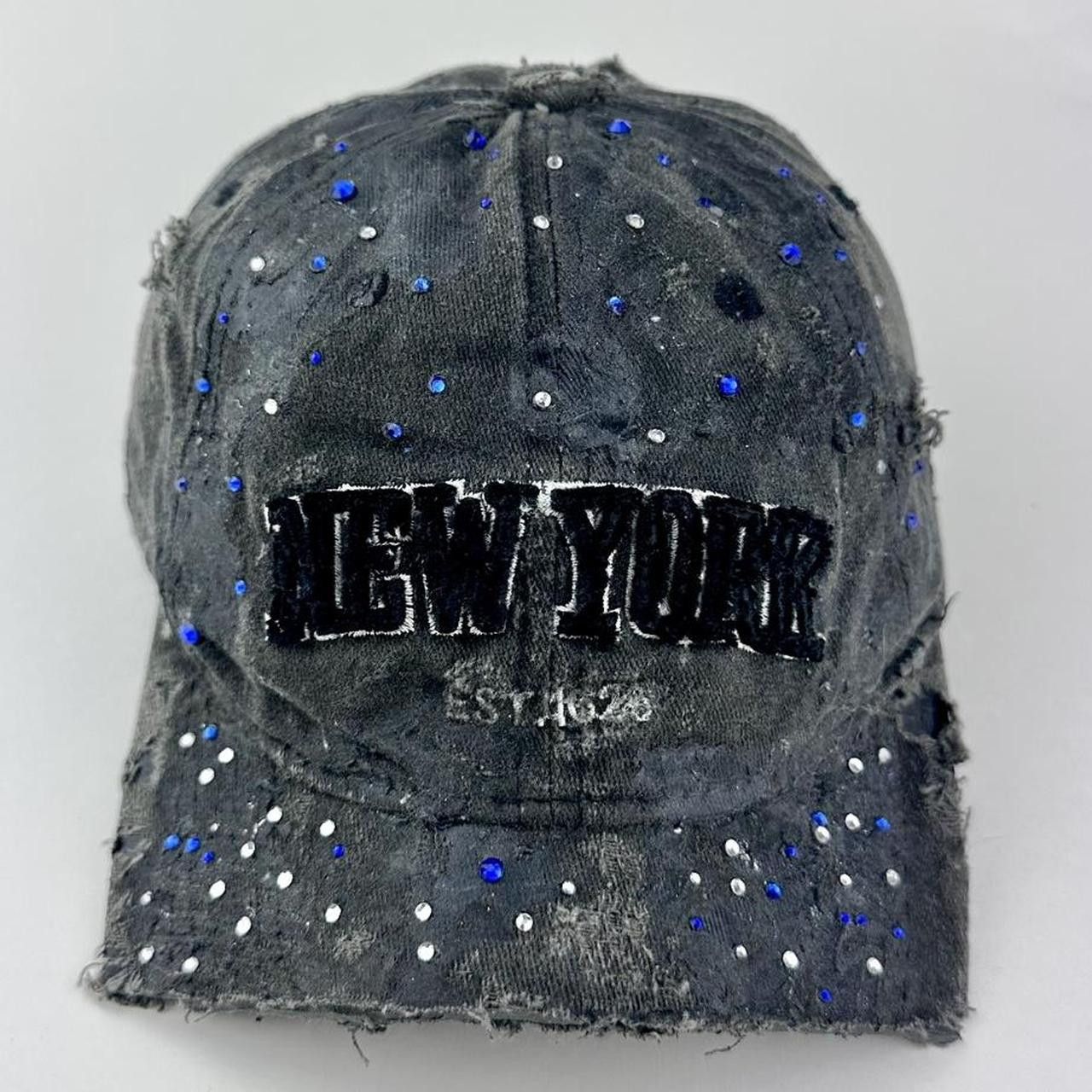 Other ASTROBOI* 'New York' Black & Blue Distressed Rhinestone Hat Size ONE SIZE - 2 Thumbnail