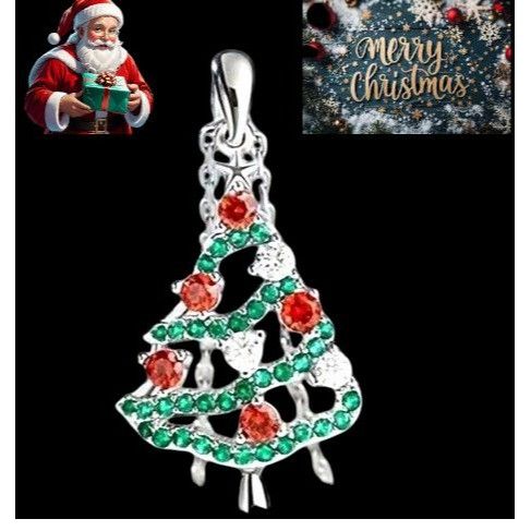 Handmade Christmas Tree Necklace New Red Green Crystals Mother Daught Size ONE SIZE - 9 Thumbnail