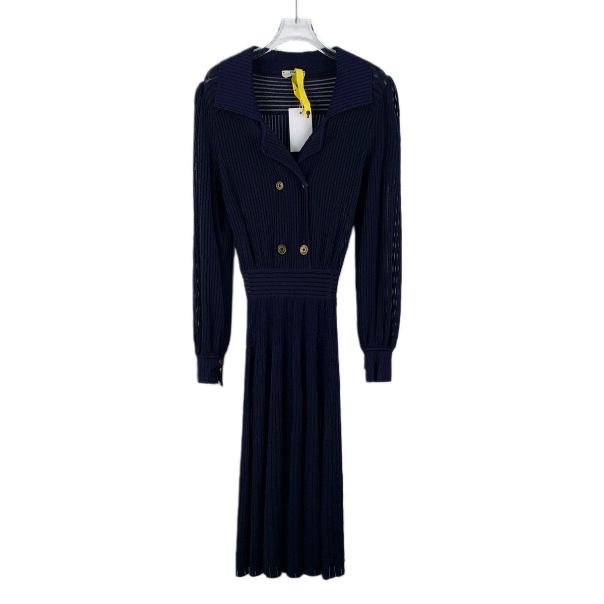 Fendi Fendi Navy Lapel Long Sleeve Knit Dress K26WX Size S / US 4 / IT 40 - 1 Thumbnail