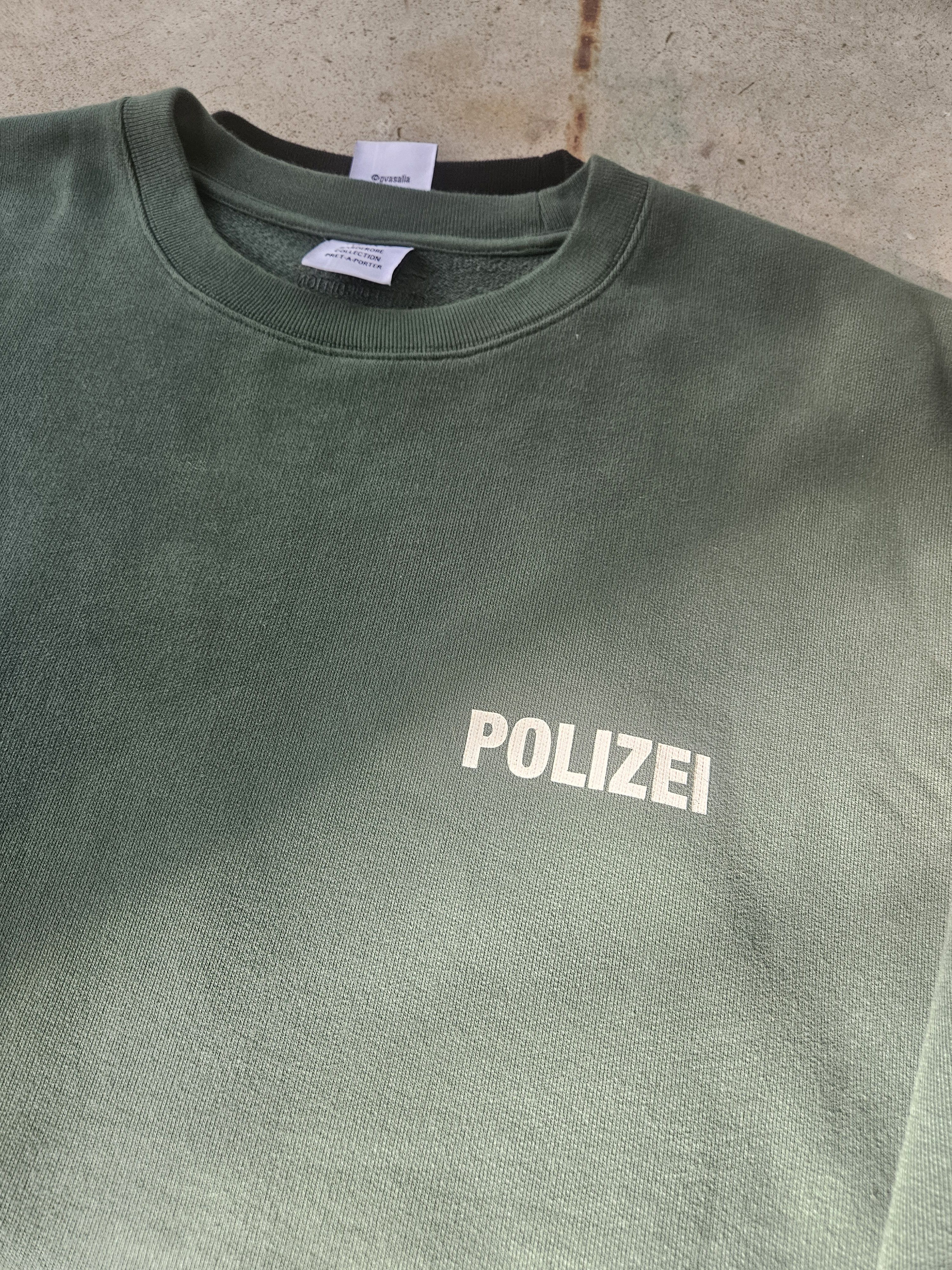Vetements Double Polizei Securite Split Green Black Crewneck Sweater Size US XL / EU 56 / 4 - 2 Thumbnail
