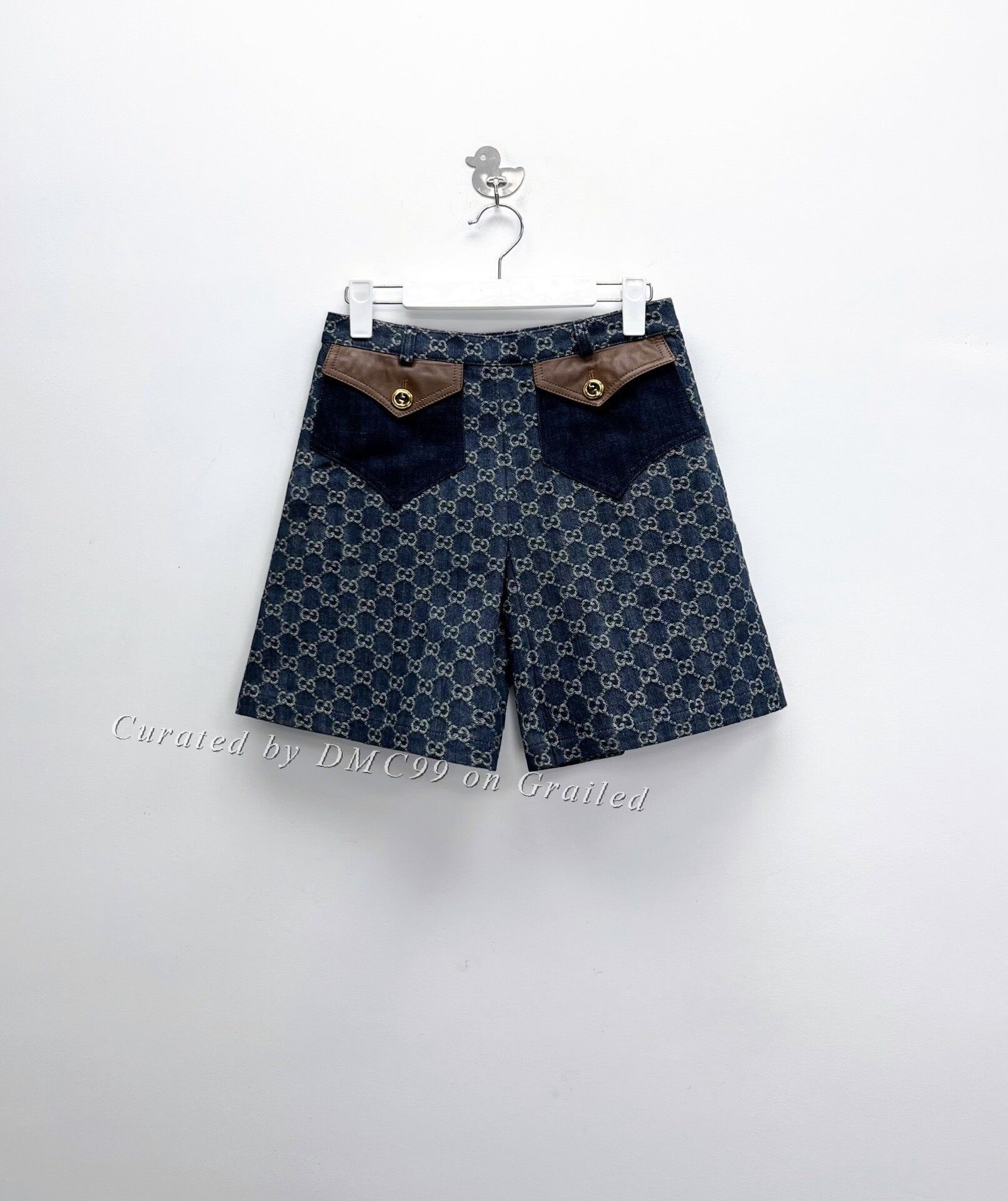 Gucci Gucci Double G Logo Gold Buckle Denim Shorts Size 40" / US 18 - 1 Thumbnail