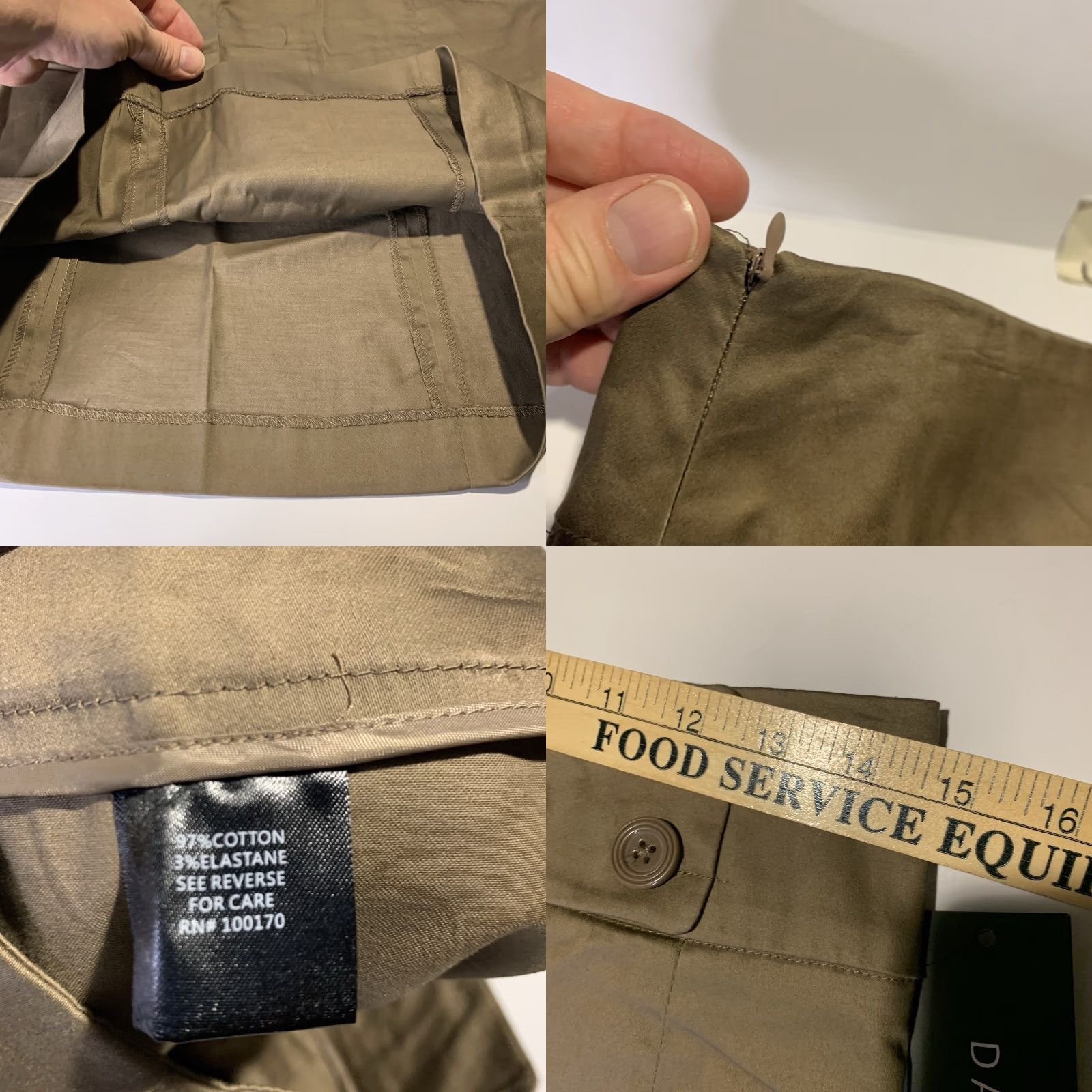 Vintage Women's Cotton Spandex A-Line Short Skirt Size 2 Tan Brown Button Front Casual Travel Size 26" / US 2 / IT 38 - 8 Thumbnail