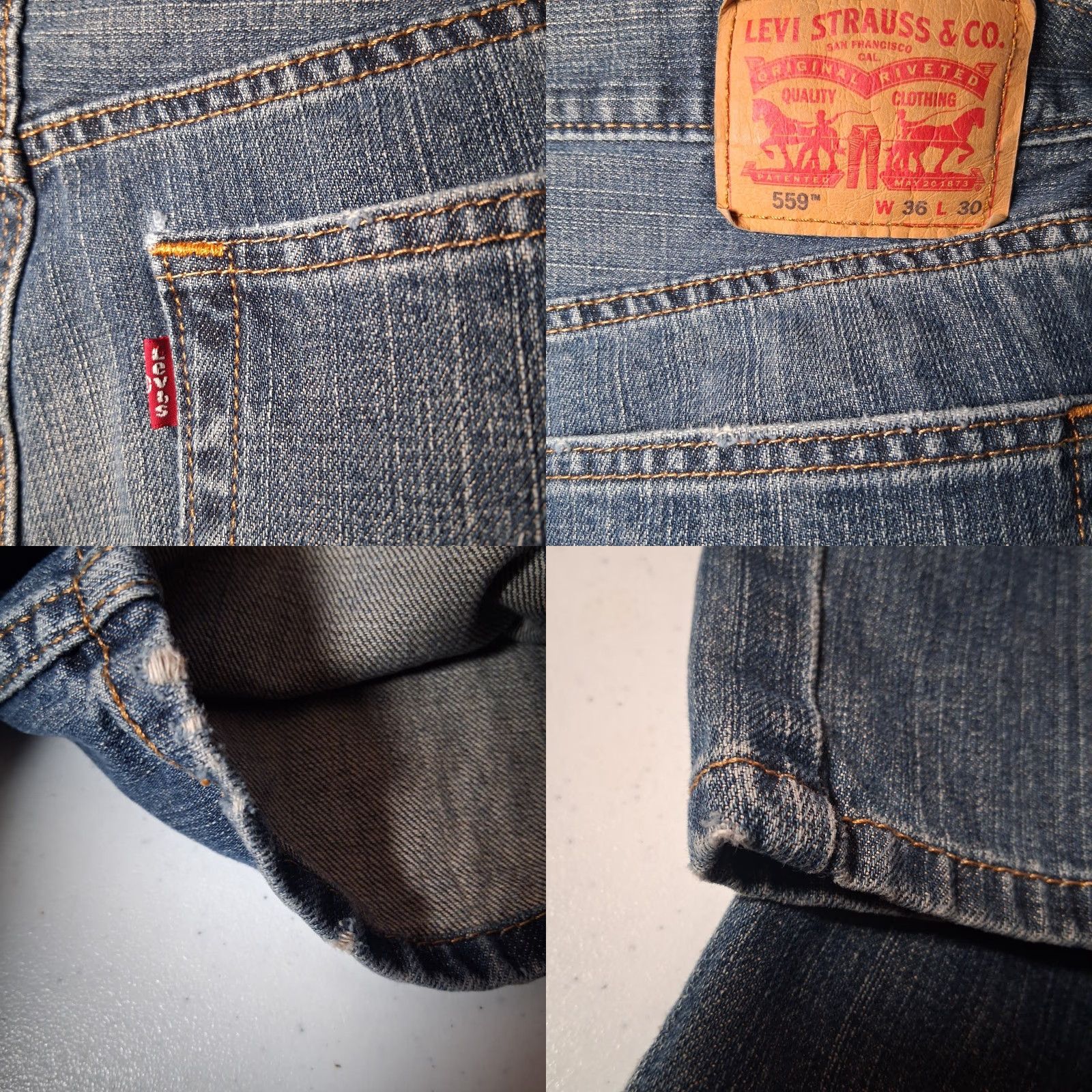 Levi's VINTAGE Levi's 559 Jeans 36x29 Men Medium Wash Blue Distressed Work Pants Levi's 559 Straight 5-Pocket Denim Denim Regular Mens Size US 36 / EU 52 - 10 Thumbnail
